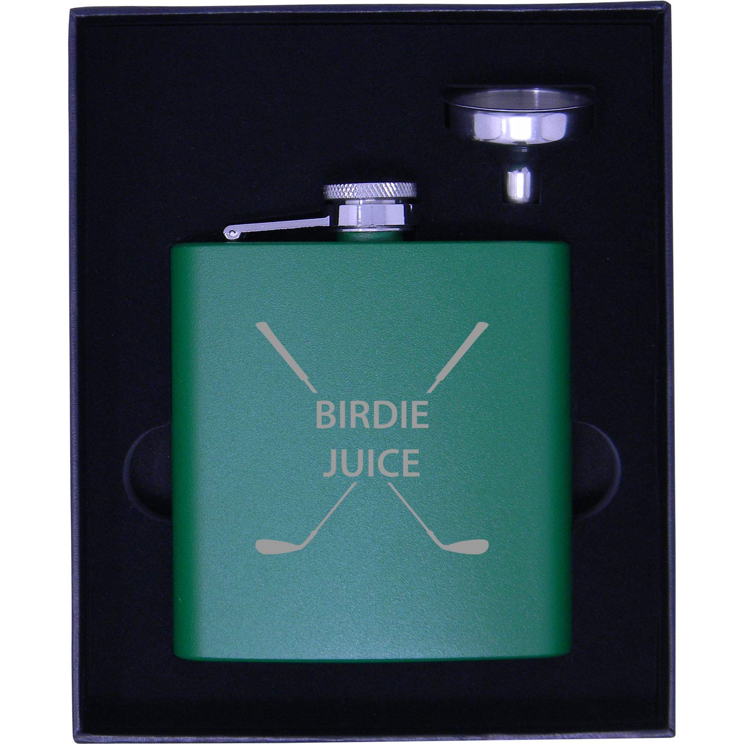Golf Birdie Juice Flask, Funnel and Gift Box - Great Chirstmas, Birthday, Valentines Gift for Golfers (Green)