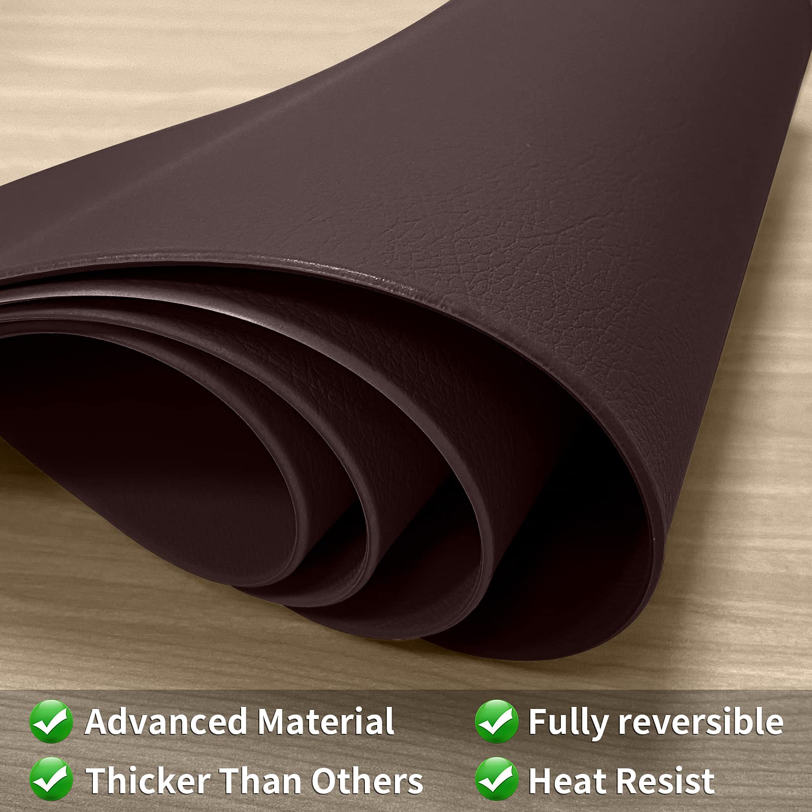 Herda Brown Placemats Set Of 6 Round Faux Leather Non-Slip Place Mats Wipeable Washable Placemats Heat Resist Placemats For Roun