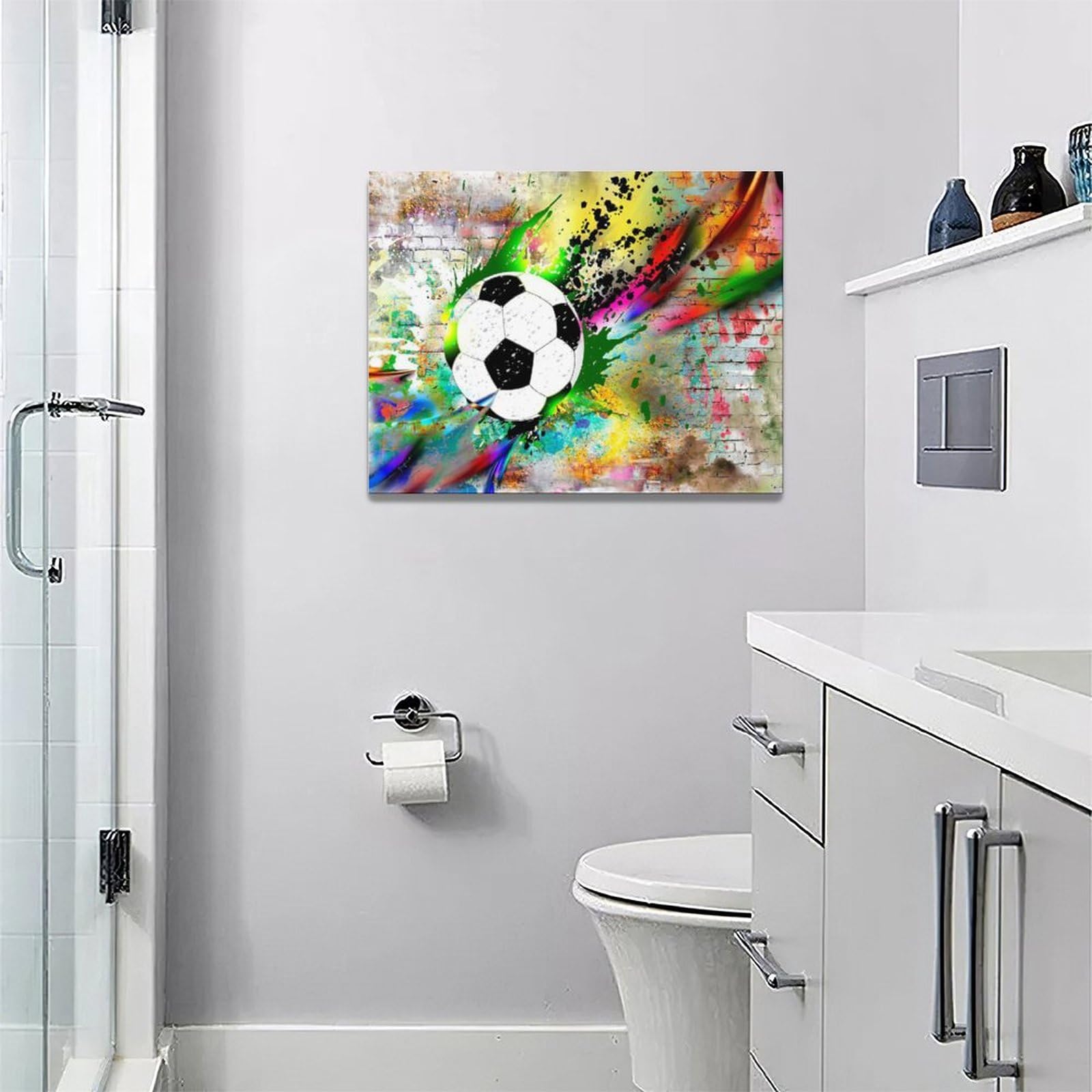 Soccer Wall Art Banksy Football Pictures Wall Decor Graffiti Sports Posters Canvas Prints Framed Artwork Paintings Home Decorati