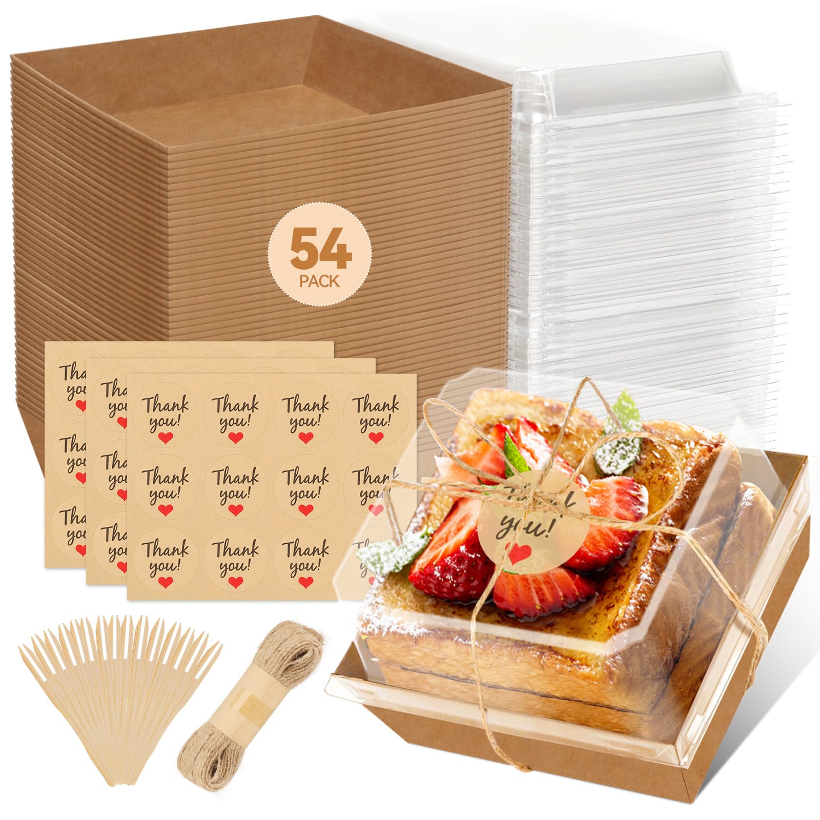 ZYFOTZUN 54 Pack Small Charcuterie Boxes with Clear Lids, Paper Mini Charcuterie Box To Go, Disposable Food Container with Lid, 