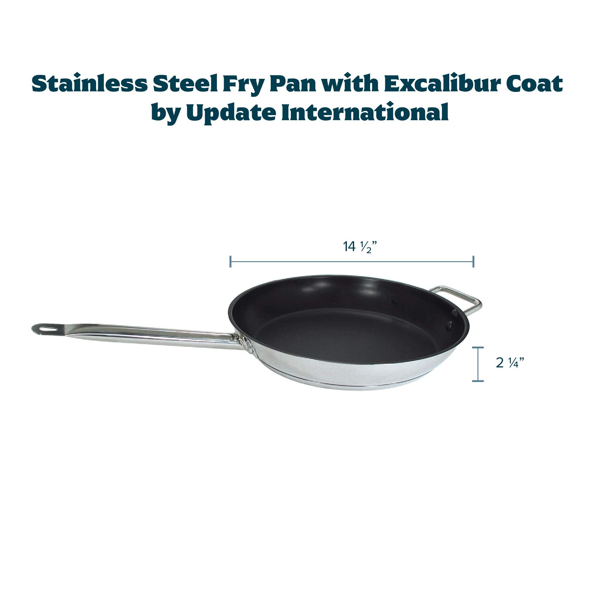 Update International (Sfc-14) 14'' Induction Ready Excalibur-Coated S/S Fry Pan W/Helper Handle,Silver