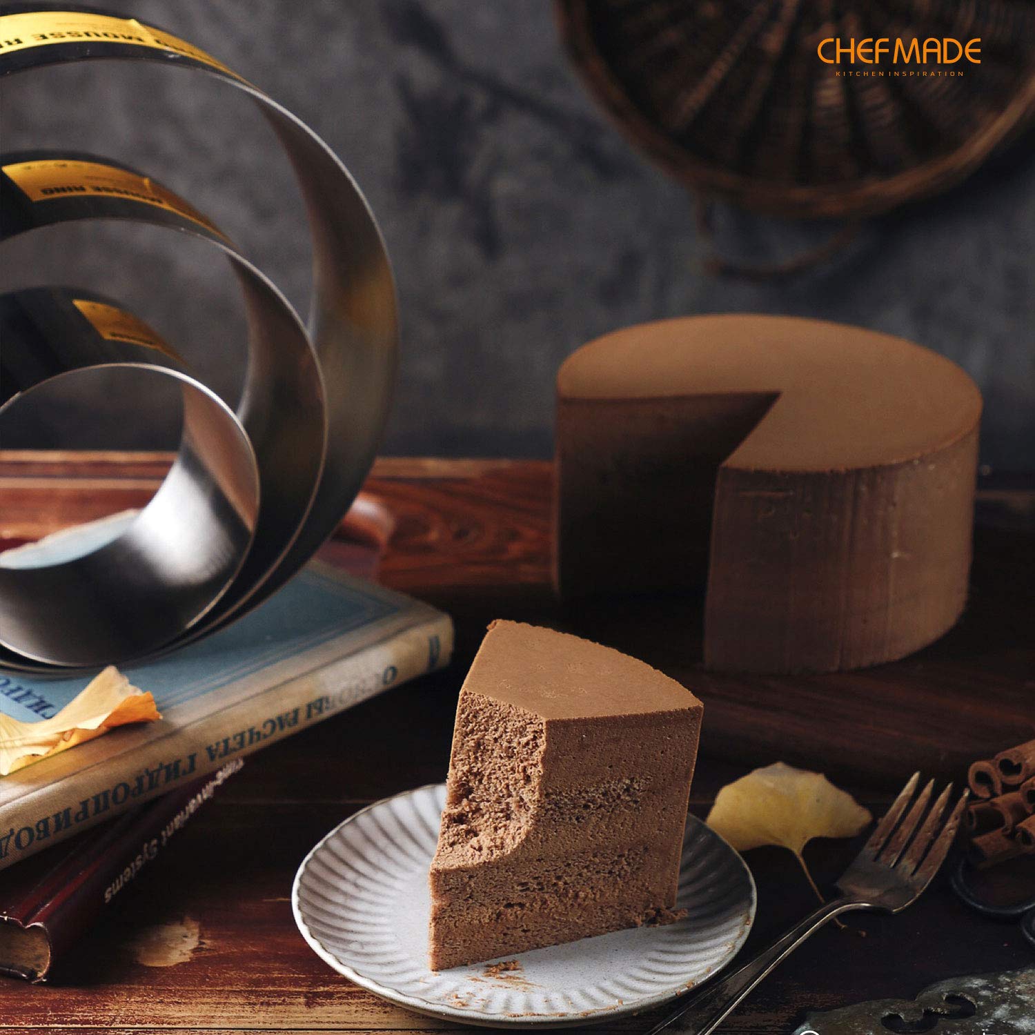 Chefmade Mousse Ring Mold, 6-Inch Round Non-Stick Seamless 18/8 Stainless Steel Food Molding