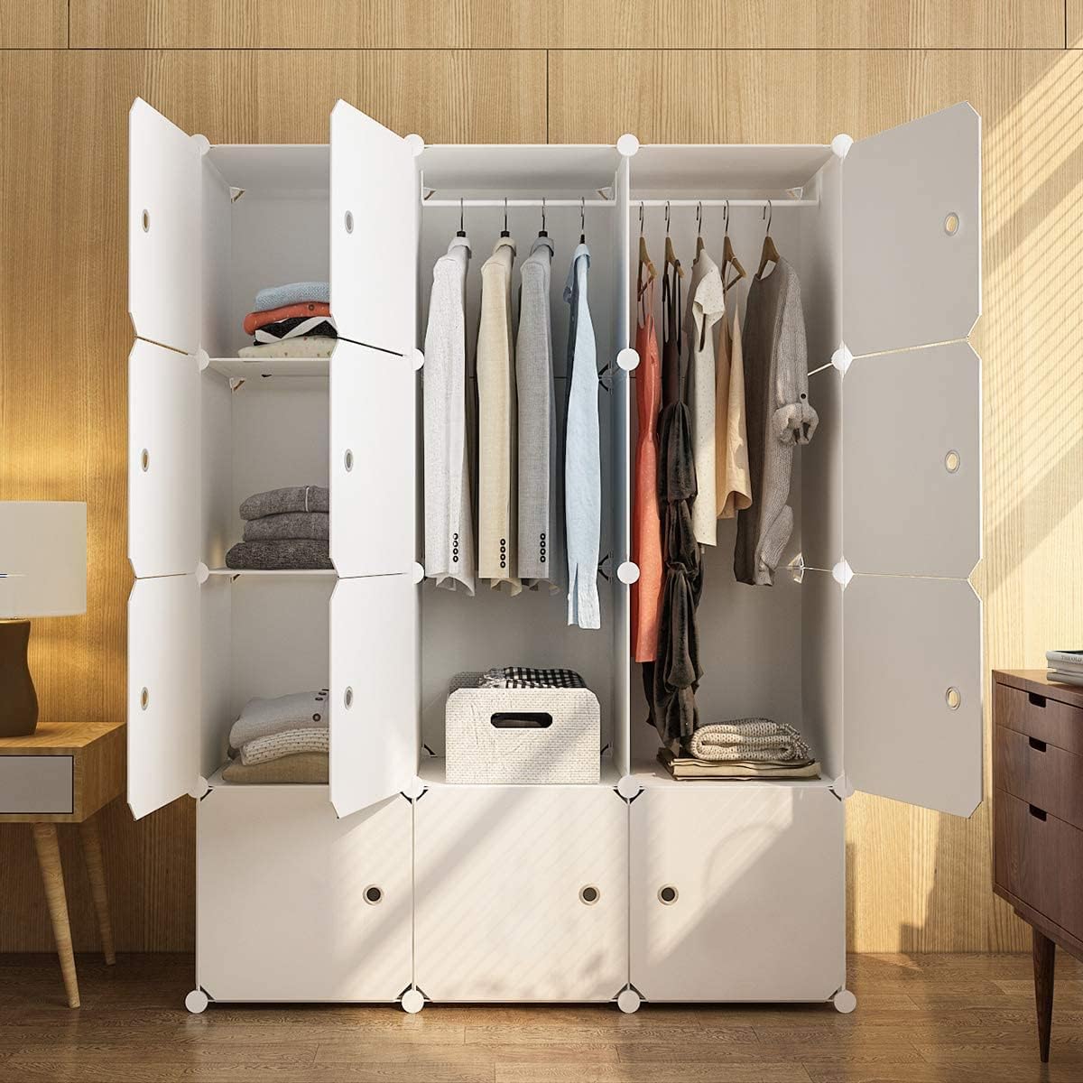 Krishyam Polypropylene Portable Modular Closet Wardrobe, SpaceSaving Cube Organizer For Hanging Clothes, Books, Toys, And Towel