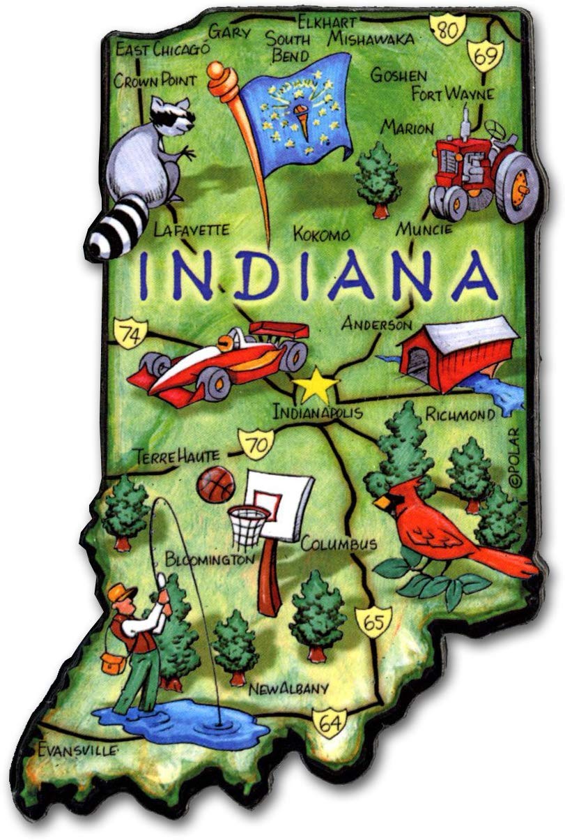 Indiana State Decowood Jumbo Wood Fridge Magnet 4