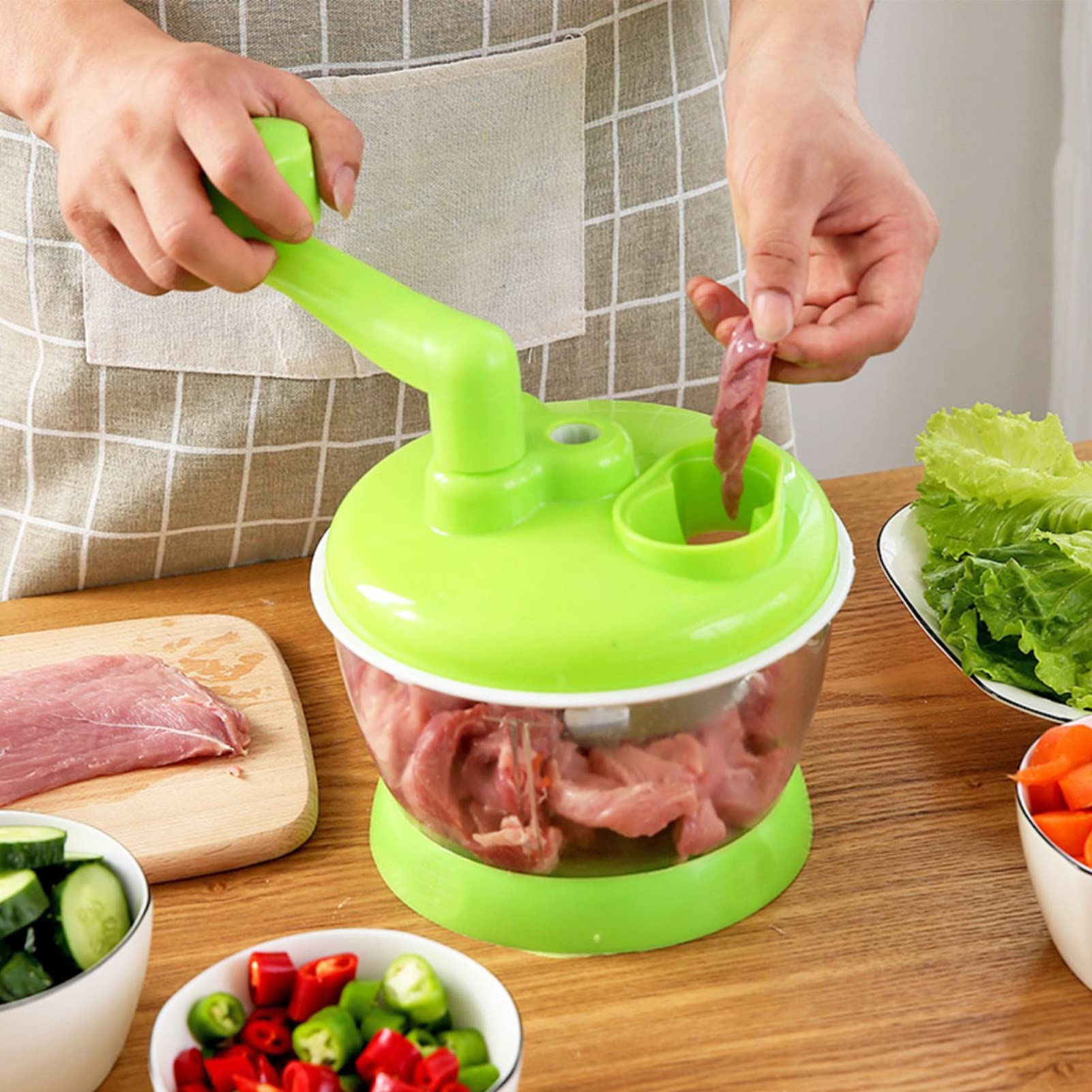 Manual Food Processor Vegetable Chopper, Ourokhome Portable Hand Shake Garlic Mincer Onion Cutter For Veggies Ginger Fruits Nuts