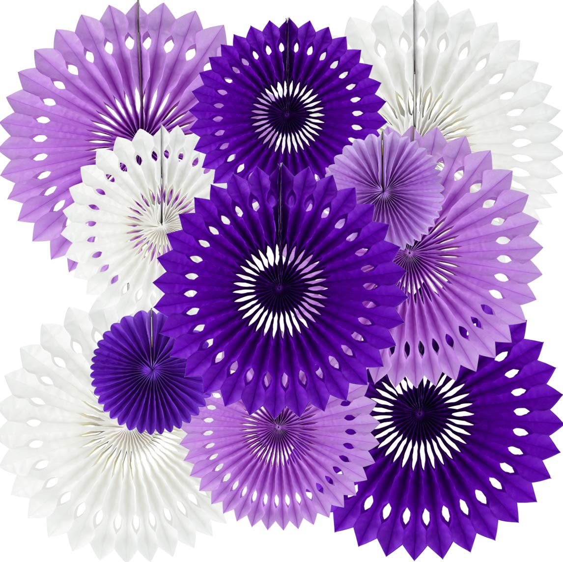 Beishida Lavender Purple White Tissue Hanging Honeycomb Round Paper Fans Decoration Set For Birthday Baby Shower Bachelorette We