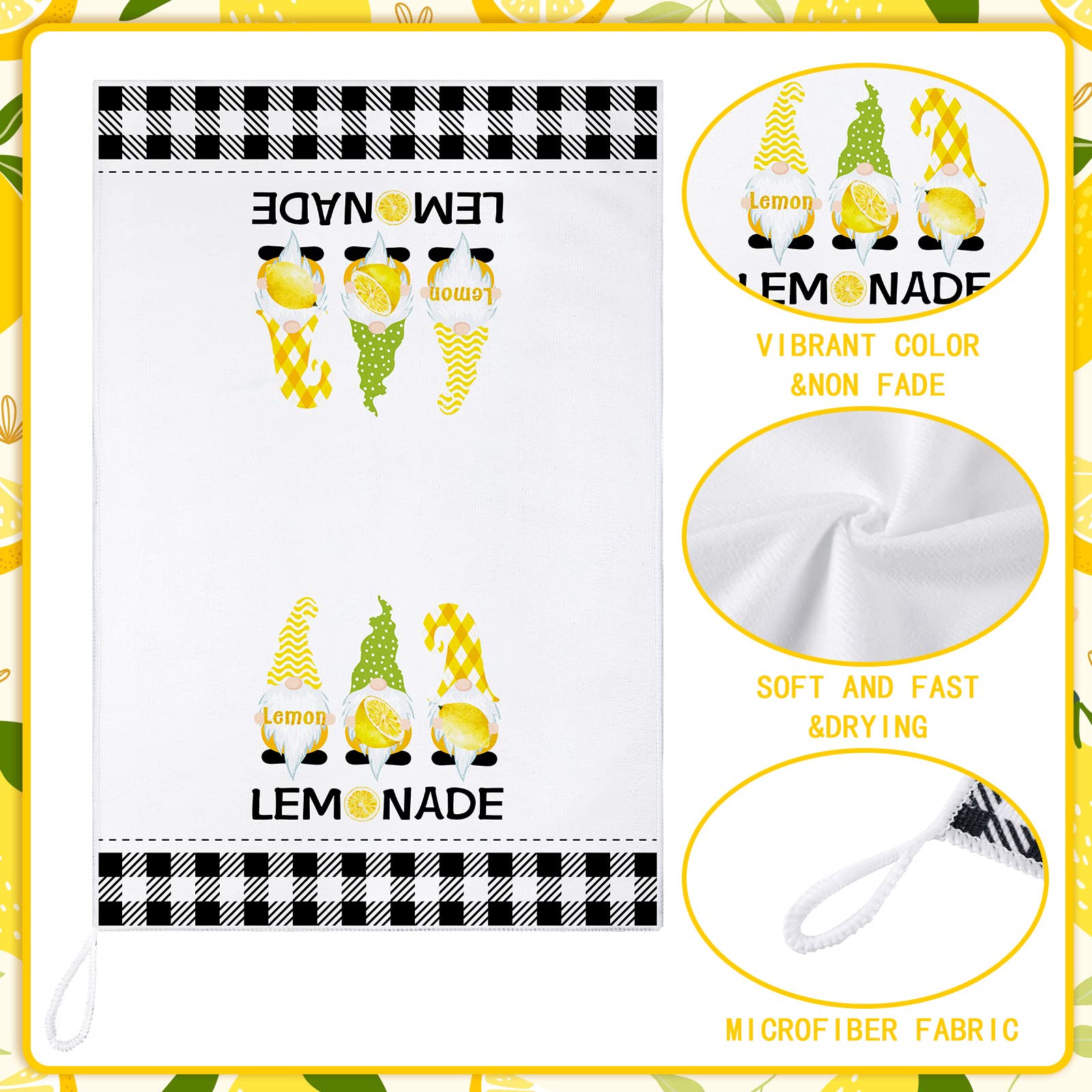 Bencailor 4 Pcs Sunflower Flower Spring Kitchen Towels Lemons Cat Floral Kitchen Dish Towels Kitchen Dish Cloths Fast Drying Kitchen Decor for Home Cooking Baking  16 x 24 Inch (Yellow Lemon)