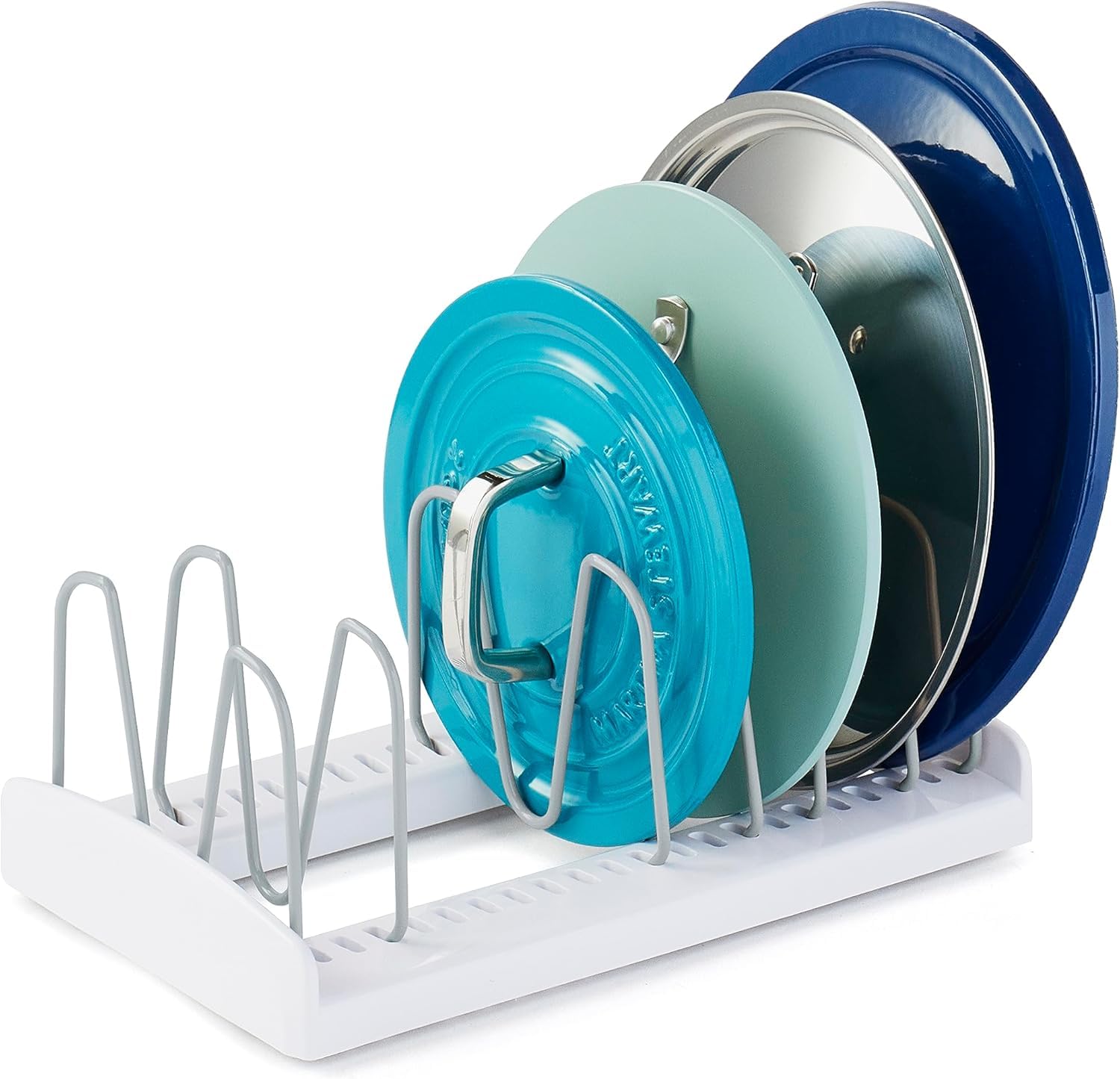 Ndola Lid & Pan Organizer Rack For Kitchen Cabinet, Adjustable Pot Lid Holder & Frying Pan Stand, MultiSlot Bakeware & Cutting 