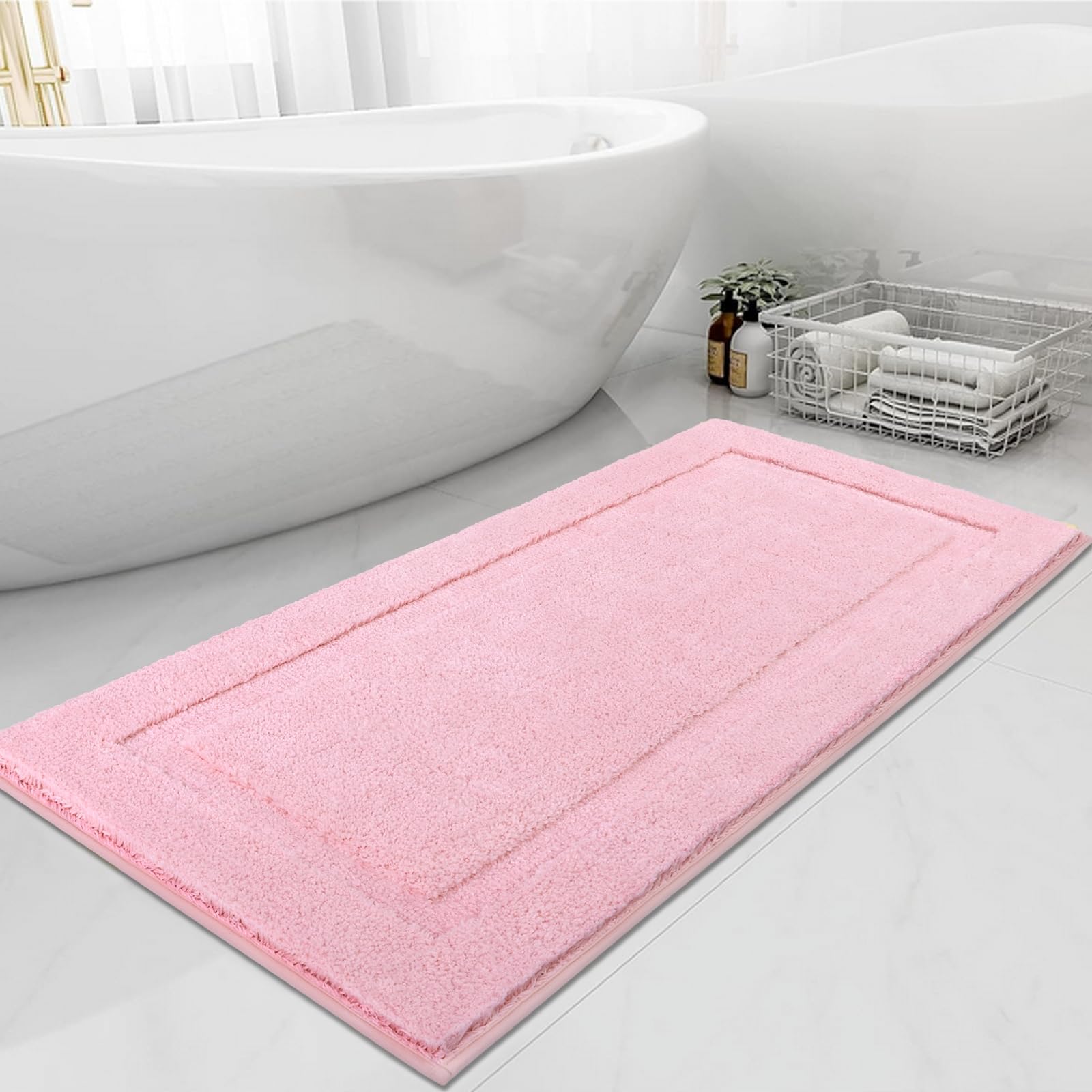 Shacos Super Soft Bathroom Runner Rugs 20 X 47 Inch Microfiber Bath Rug Runner Non Slip Washable Bath Mats Absorbent Bathroom Ma