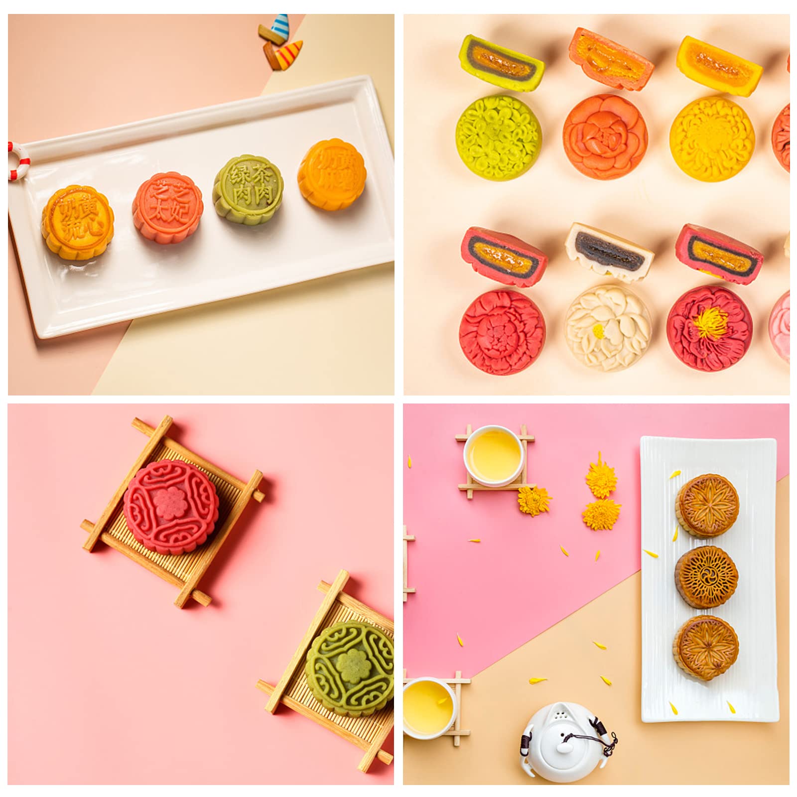 Animal Mid-Autumn Mooncake Press Mold, Hand-Pressed Stamp Dessert Diy, Mooncake Puff Pastry Press Mold With Printed Flower Diy (