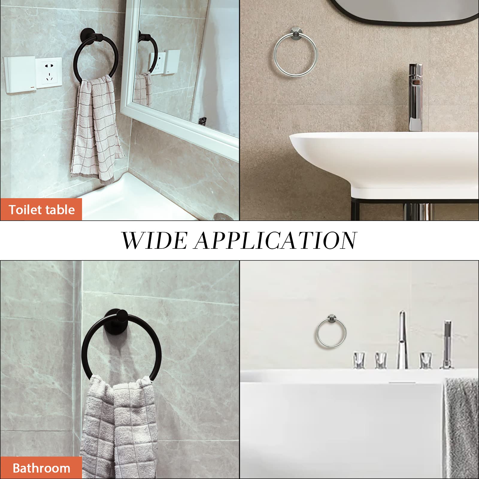 Brushed Nickel Hand Towel Ring Hand Towel Holder for Bathroom Wall Mounted Bathroom Towel Holder Bathroom Towel-Racks Bathroom Hardware Simple Round Towel Hanger SUS 304 Stainless Steel