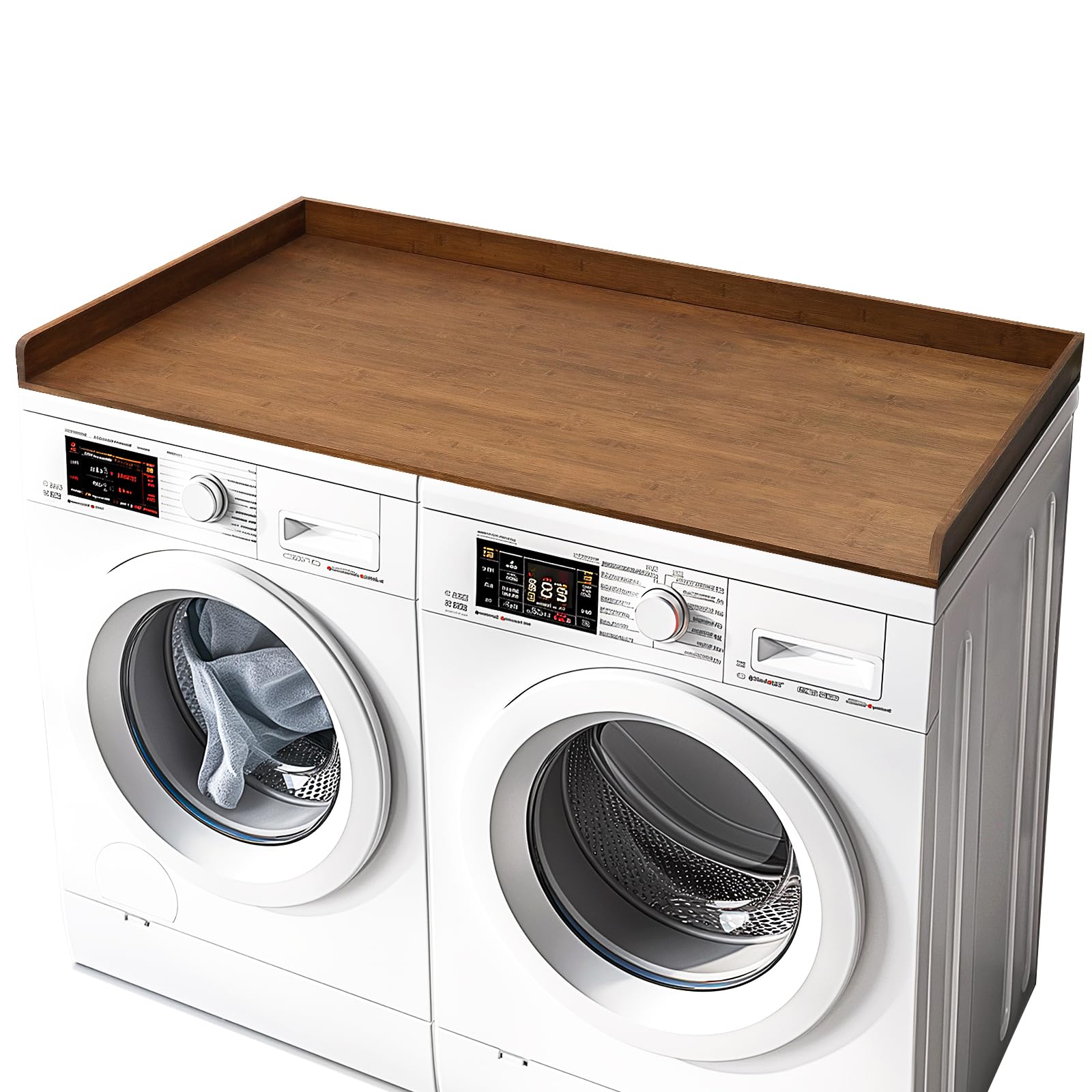 Gashell Washer Dryer Countertop, 27.5'' X 54'' Bamboo Washer And Dryer Countertop For Laundry Room Organization(Retro Brown)
