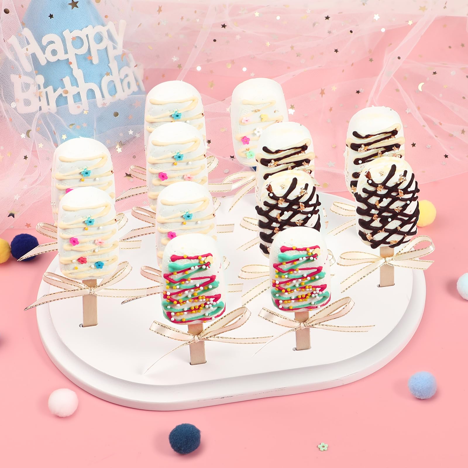 Webake Cakesicle Stand Display Popsicle Sticks Holder 12 Count Wooden Stand Holder For Dessert Table Of Wedding Shower Birthday