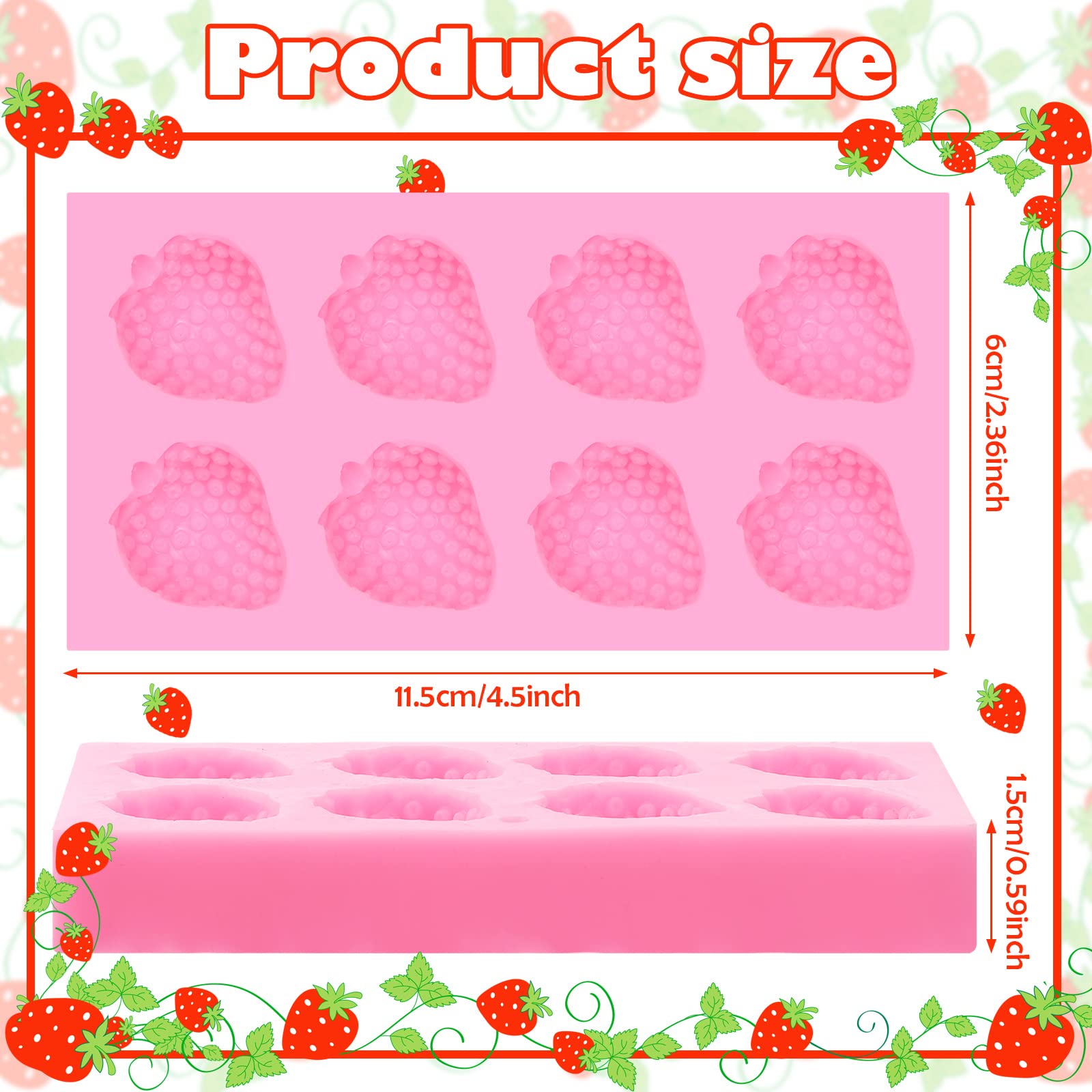 2 Pieces Strawberry Baking Mold Silicone 3D Cupcake Strawberry Mold Strawberry Silicone Fondant Mold For Diy Topper Decorating C