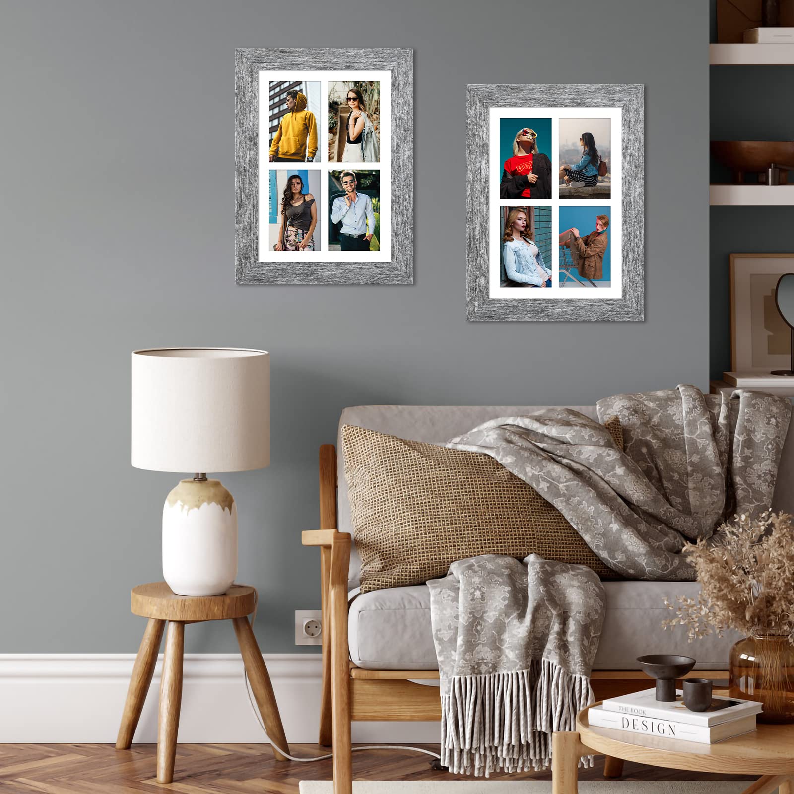 Gaevuian 9x13 Picture Frame Display 4 opening 4X6 Picture Frame Collage,Multi Photo Frame with Mat,Plexiglass,Wall or Tabletop D