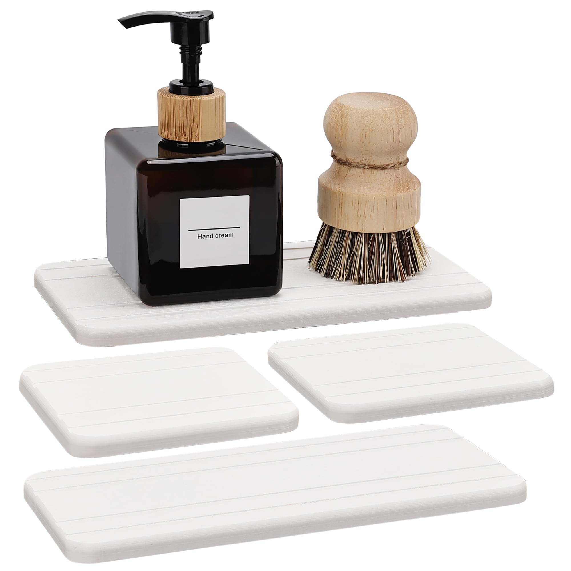 Evory Set Of 4 Water Absorbent Diatomite Tray, Kitchen Soap Tray,Diatomaceous Earth Bathroom Soap Dishes,Sponge Holder For Kitch