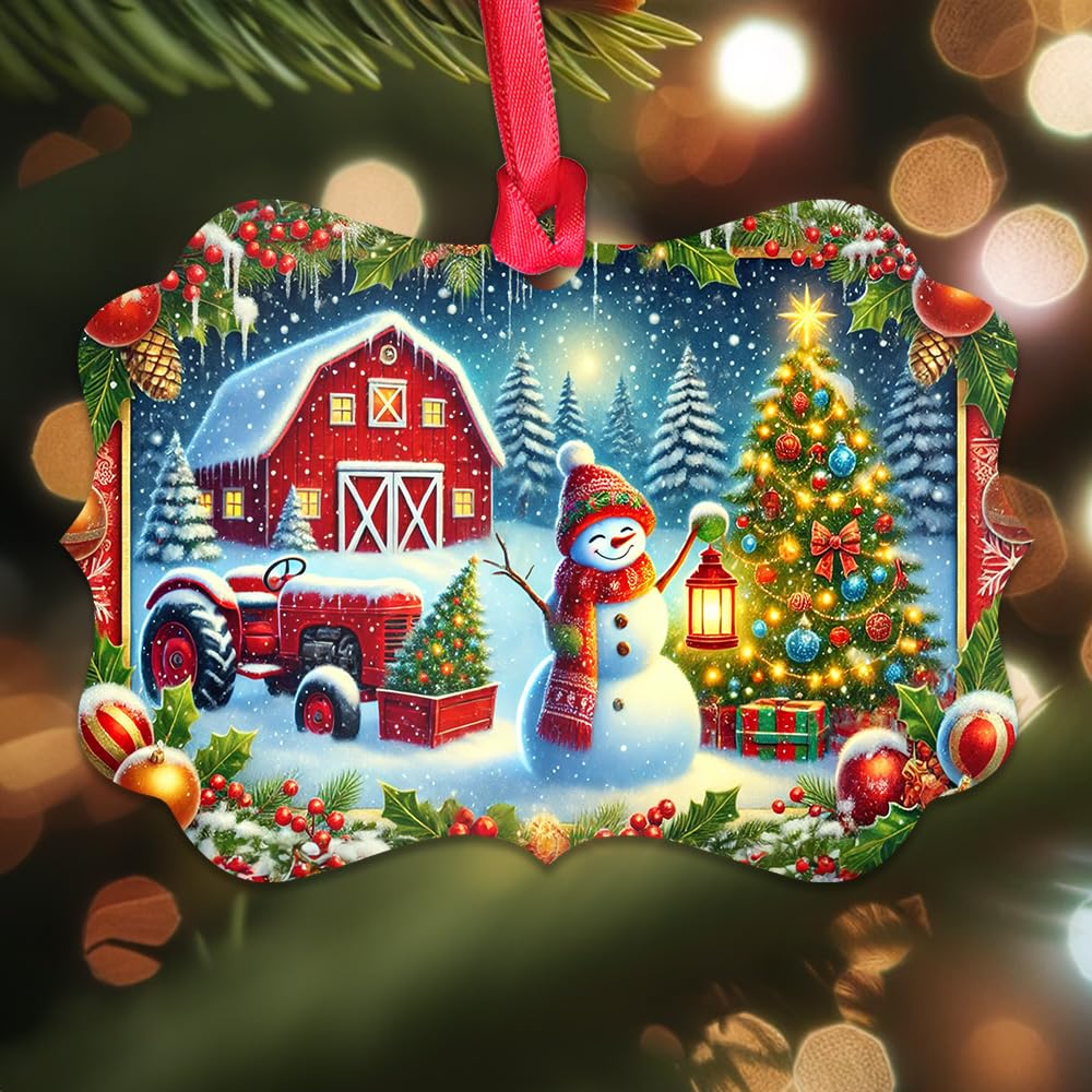2024 Christmas Ornaments, Christmas Tree Decorations - Snowman Let it Snow Christmas Ornament - Hanging Decorative Aluminum Orna