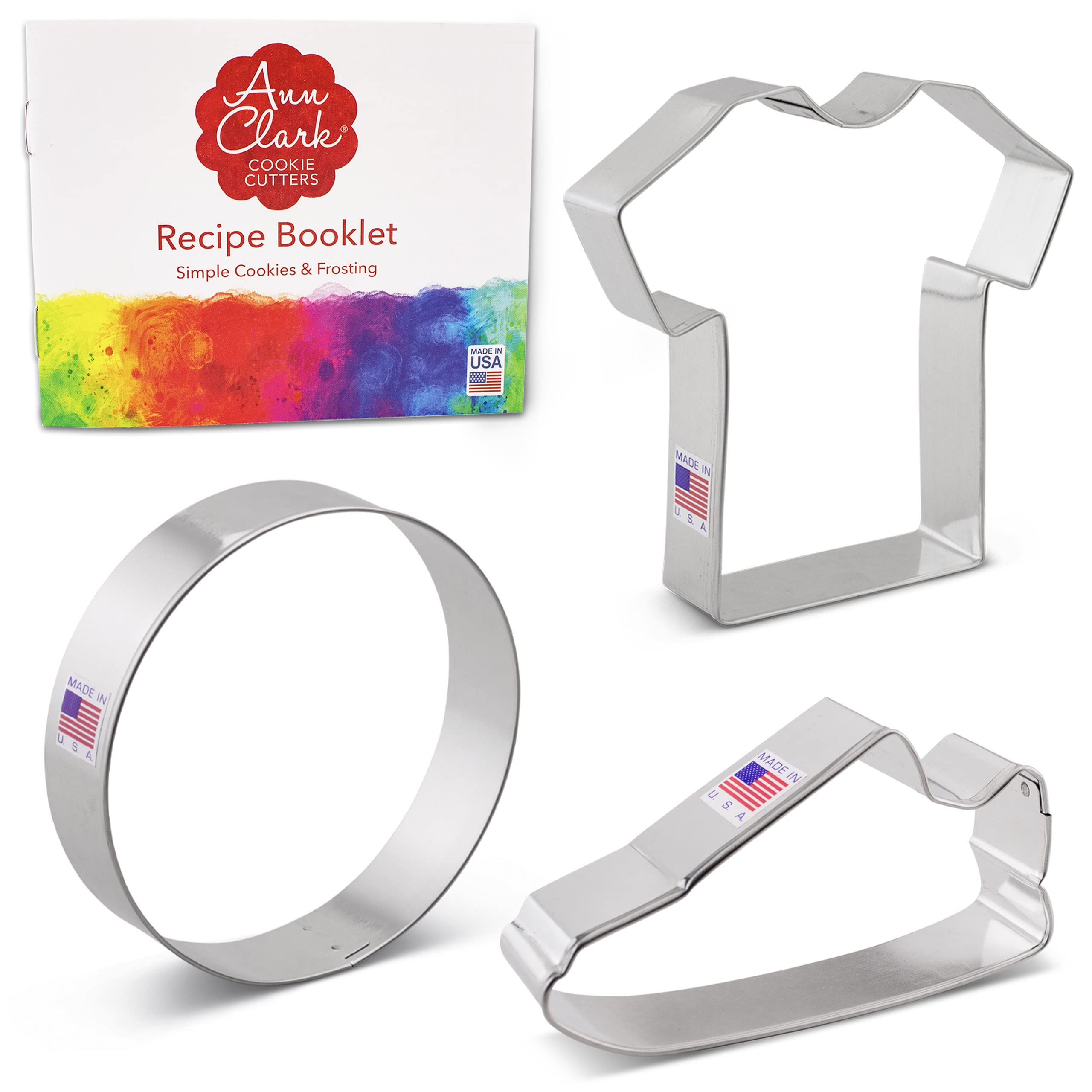 Soccer Cookie Cutters 3-Pc. Set Made In Usa By Ann Clark, Soccer Ball, Cleat, Jersey