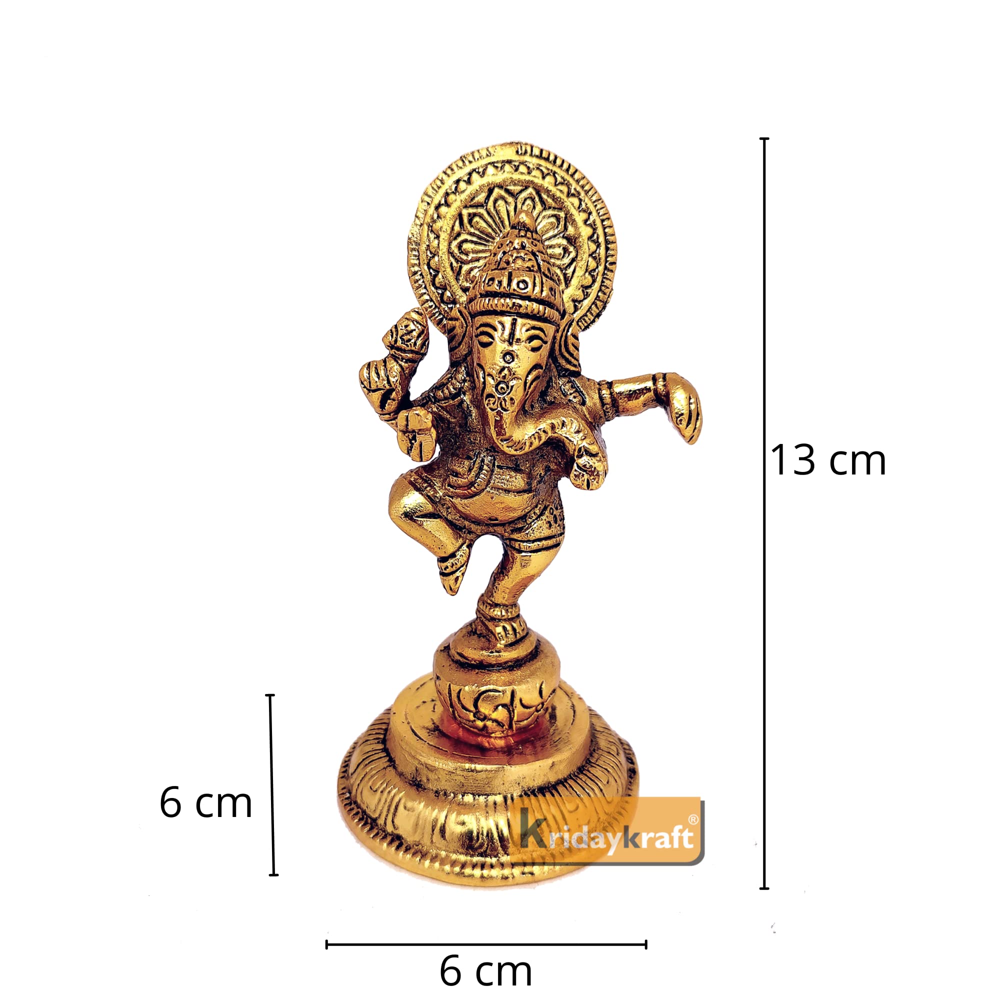 Kridaykraft Ganesha Metal Statue,Ganpati Murti Idol For Pooja & Home,Office Dcor Ganesh Idol For Car Dashboard Religious Showpie