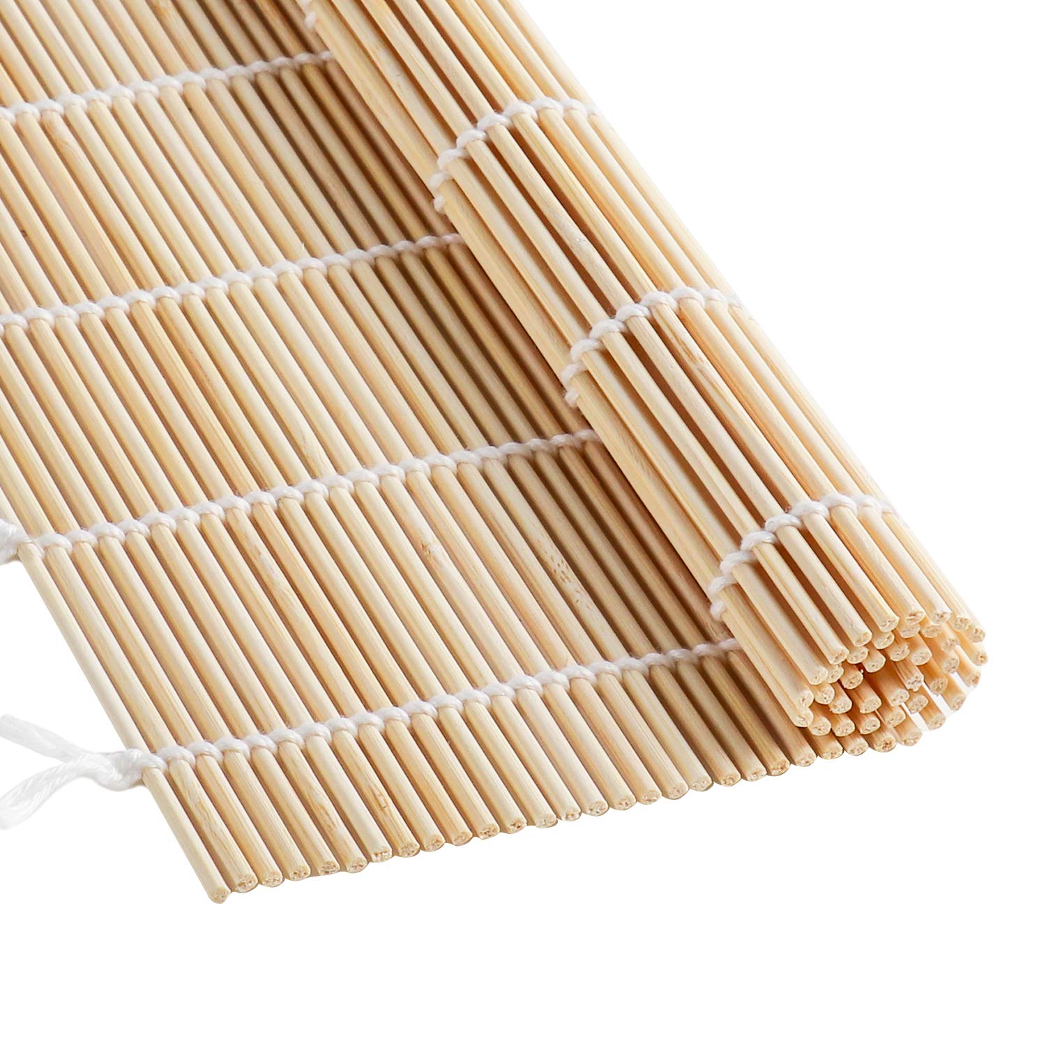 Fungyand Bamboo Sushi Rolling Mat With 2 Pairs Of Chopsticks Natural Bamboo 9.5''X9.5'' 2 Pcs Sushi Making Kit