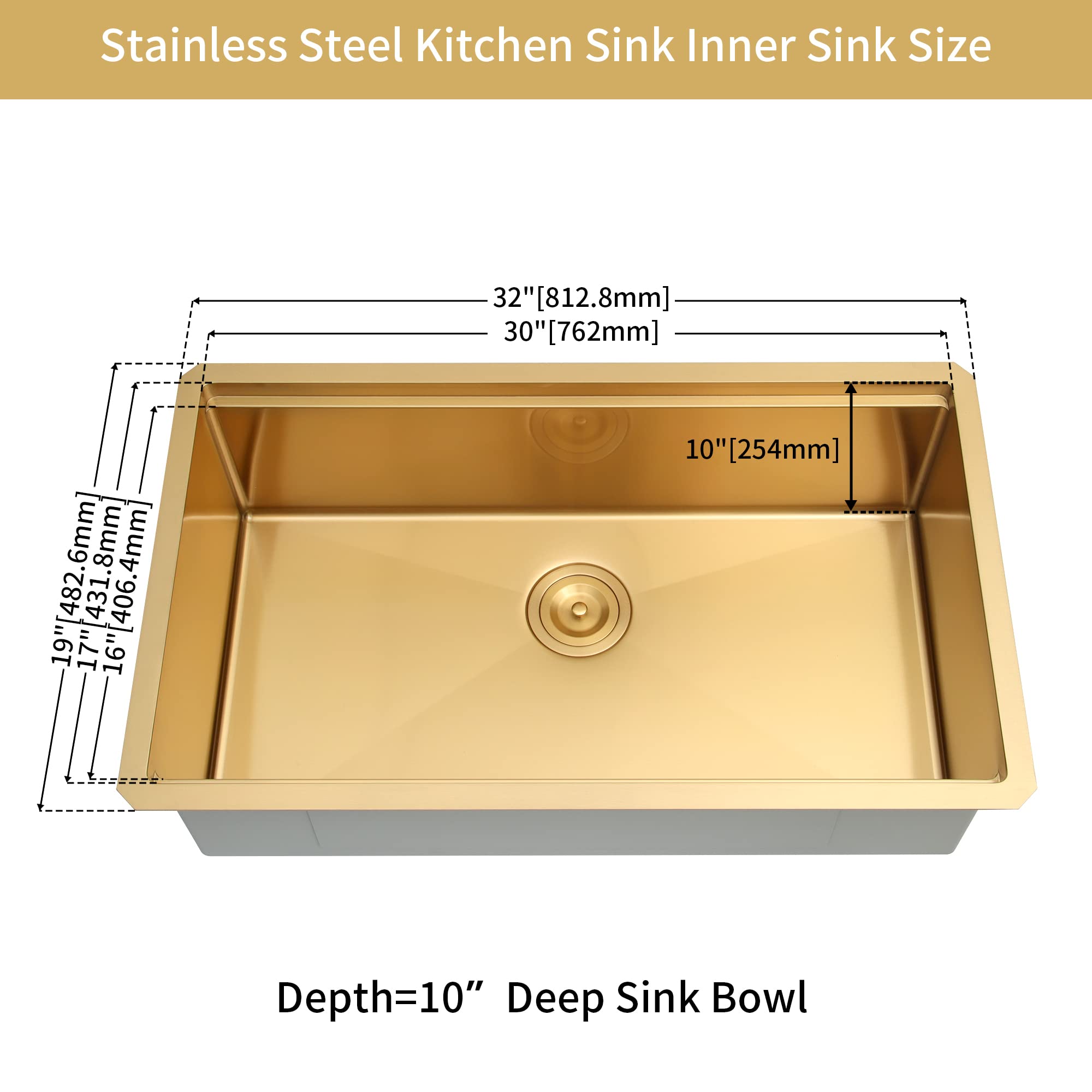 Lqs 32 Inch Undermount Kitchen Sink, Gold Kitchen Sink, 32    X 19    Workstation Kitchen Sink Undermount, 16 Gauge Stainless St