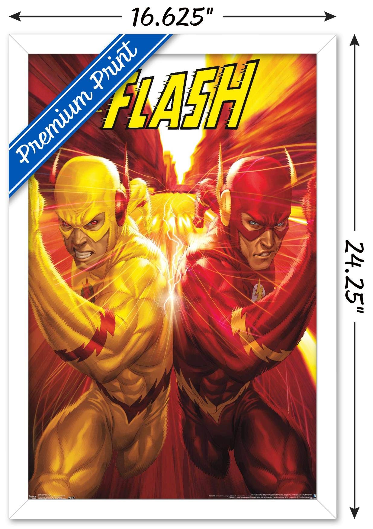 Trends International Dc Comics - The Flash And The Reverse Flash - Race Wall Poster, 14.725'' X 22.375'', White Framed Version