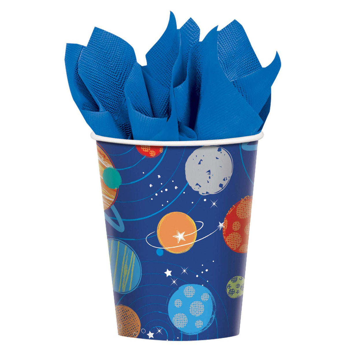 Amscan Blast Off Birthday Cups - 9 Oz. (Pack Of 8) - Space Themed Celebration Drinkware - Perfect For Kids' Parties