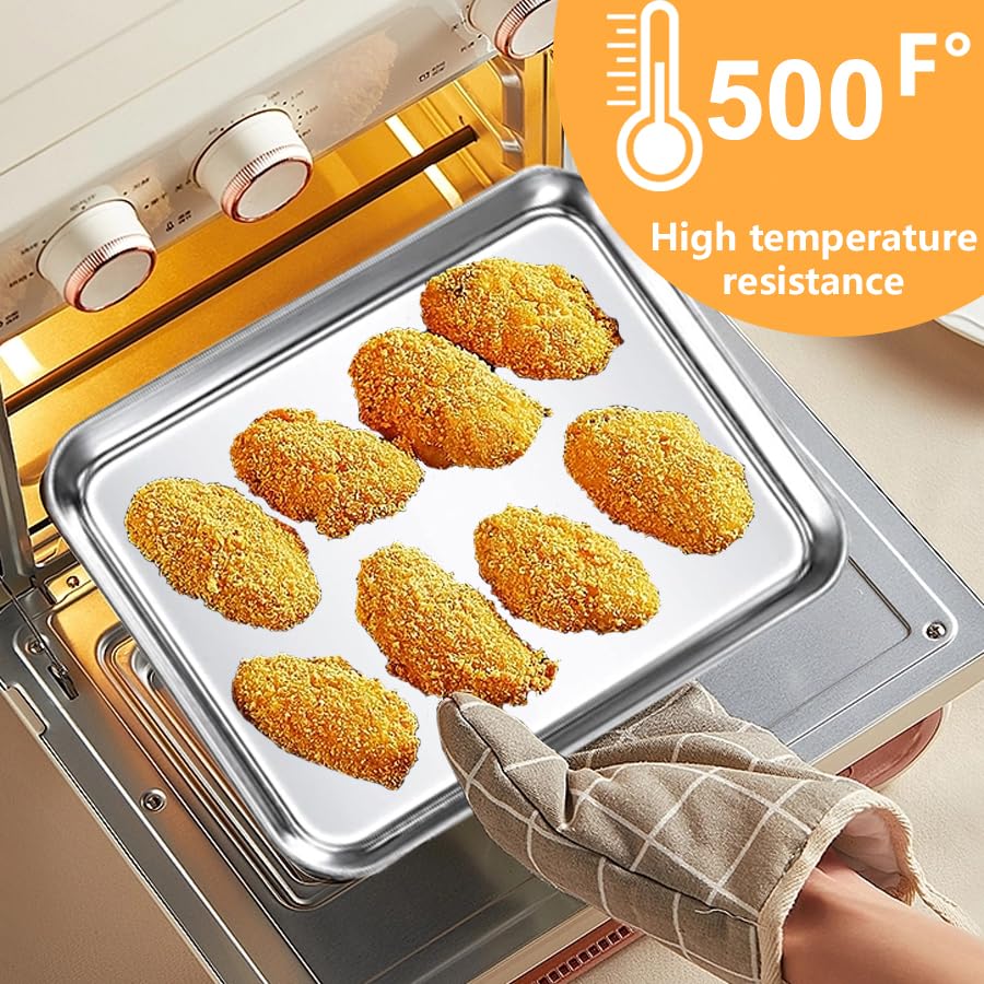Voittozege 20 Pieces Baking Sheet Pan Set Stainless Steel Oven Baking Pan Toaster Oven Pans,10 X 8 X 1 Inch Baking Pan Oven Tray
