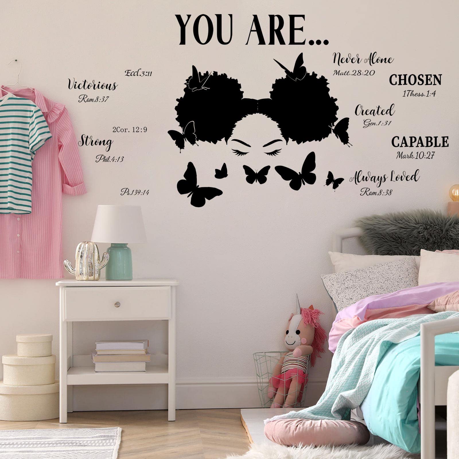 Chinco Black Girl Wall Stickers For Teen Inspirational Quote Wall Decal Butterfly Motivational Saying Positive Vinyl Stickers Fo