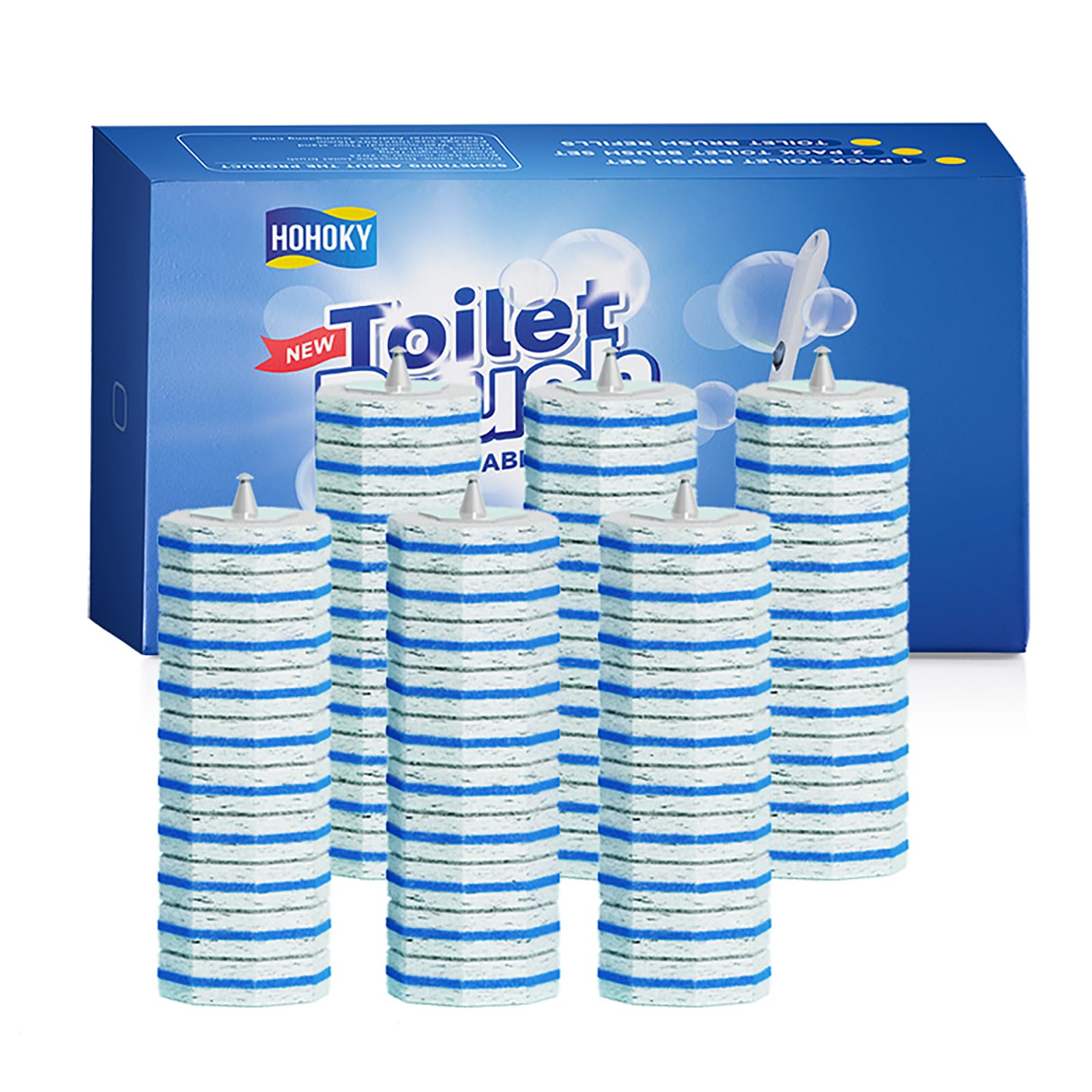 60pc Refills Disposable Toilet mats Brush Cleaning System, Toilet Cleaning Brush, 60 Replacement Brush Heads, No Handle or Base,