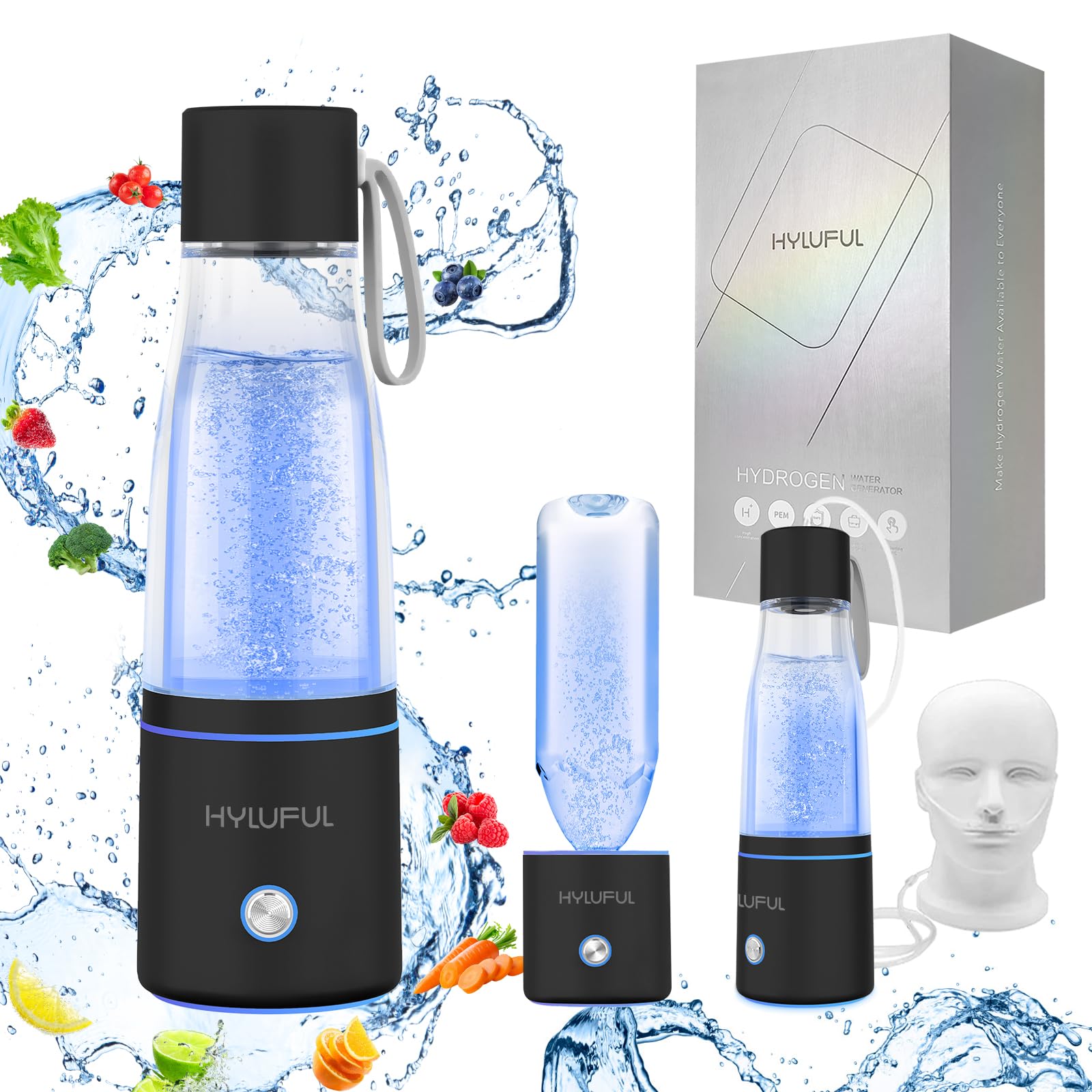 HYLUFUL 5000PPB Hydrogen Water Bottle, 3 in 1 Generator With SPE/PEM Electrolysis Technology, Water Ionizer Machine for Home, Of