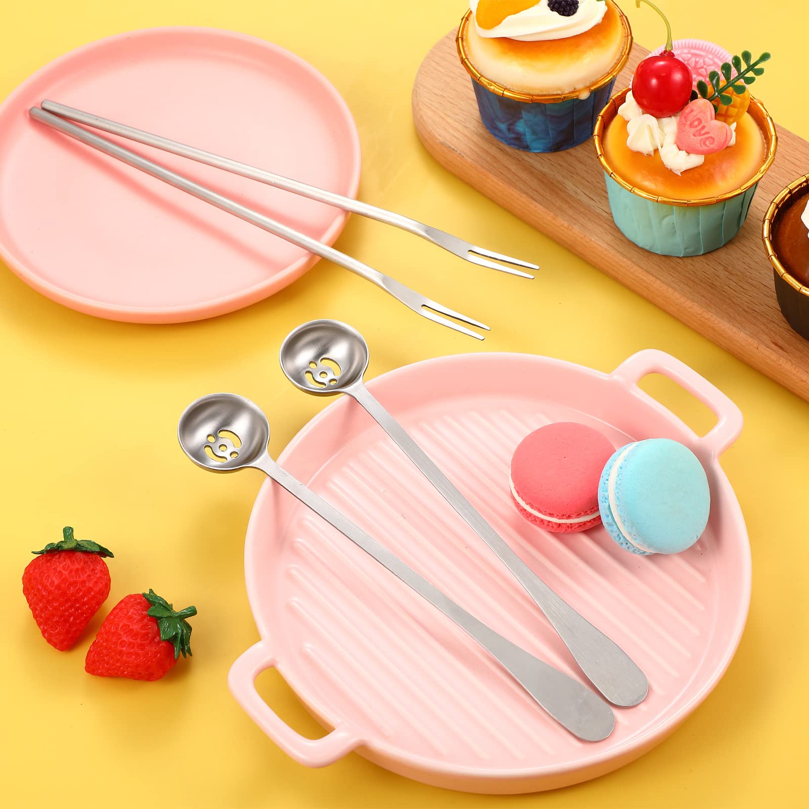 Didaey 4 Pcs Pickle Fork And Olive Spoon Strainer Set Stainless Steel Long Handle Pick Jar Serving Spoon With Drain Hole Spoon P