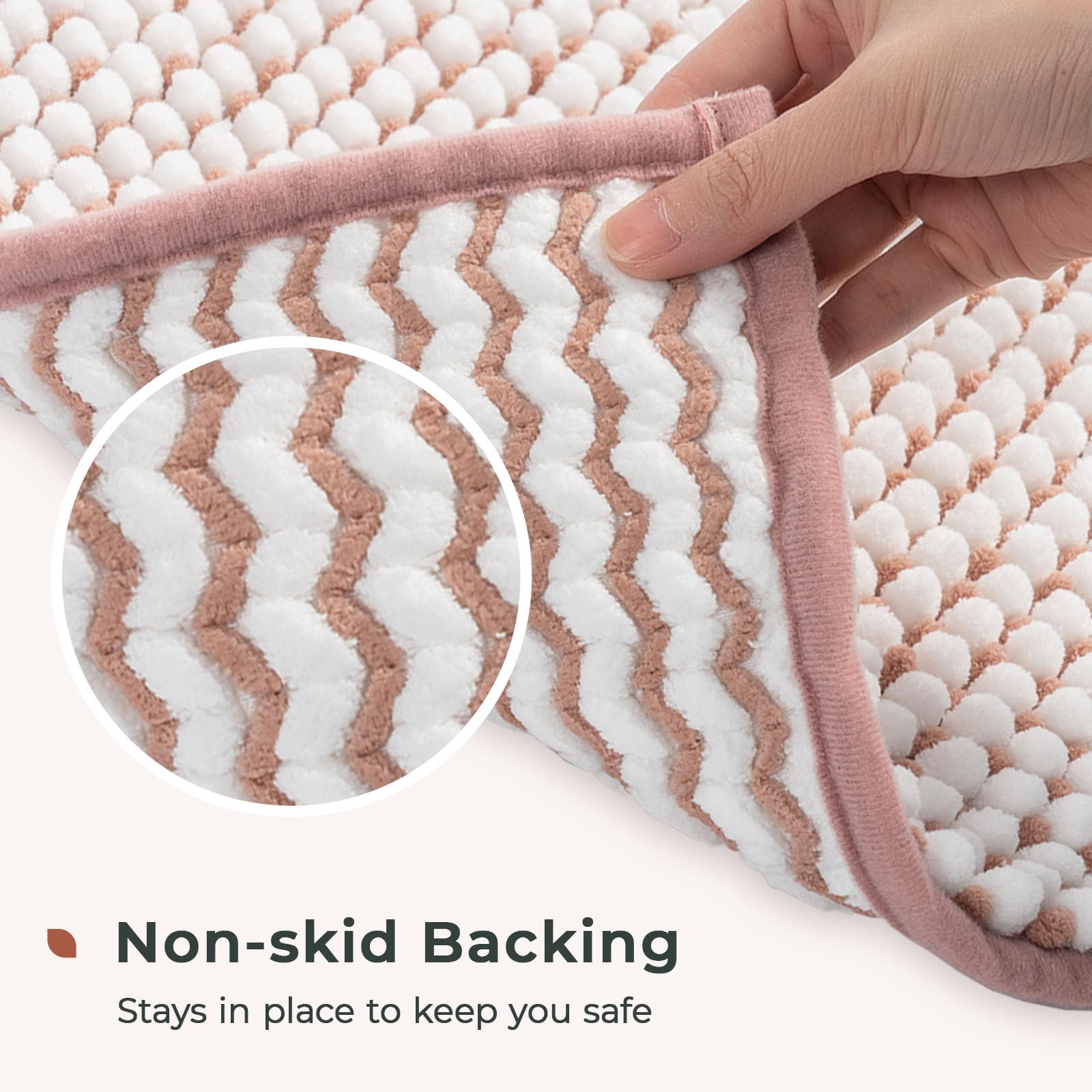 Freshmint Chenille Bathroom Rugs Sets 2 Piece 17''X24''+20''X47'', Non-Slip Bath Mats Set Of 2, Absorbent Bath Rug, Washable Sho