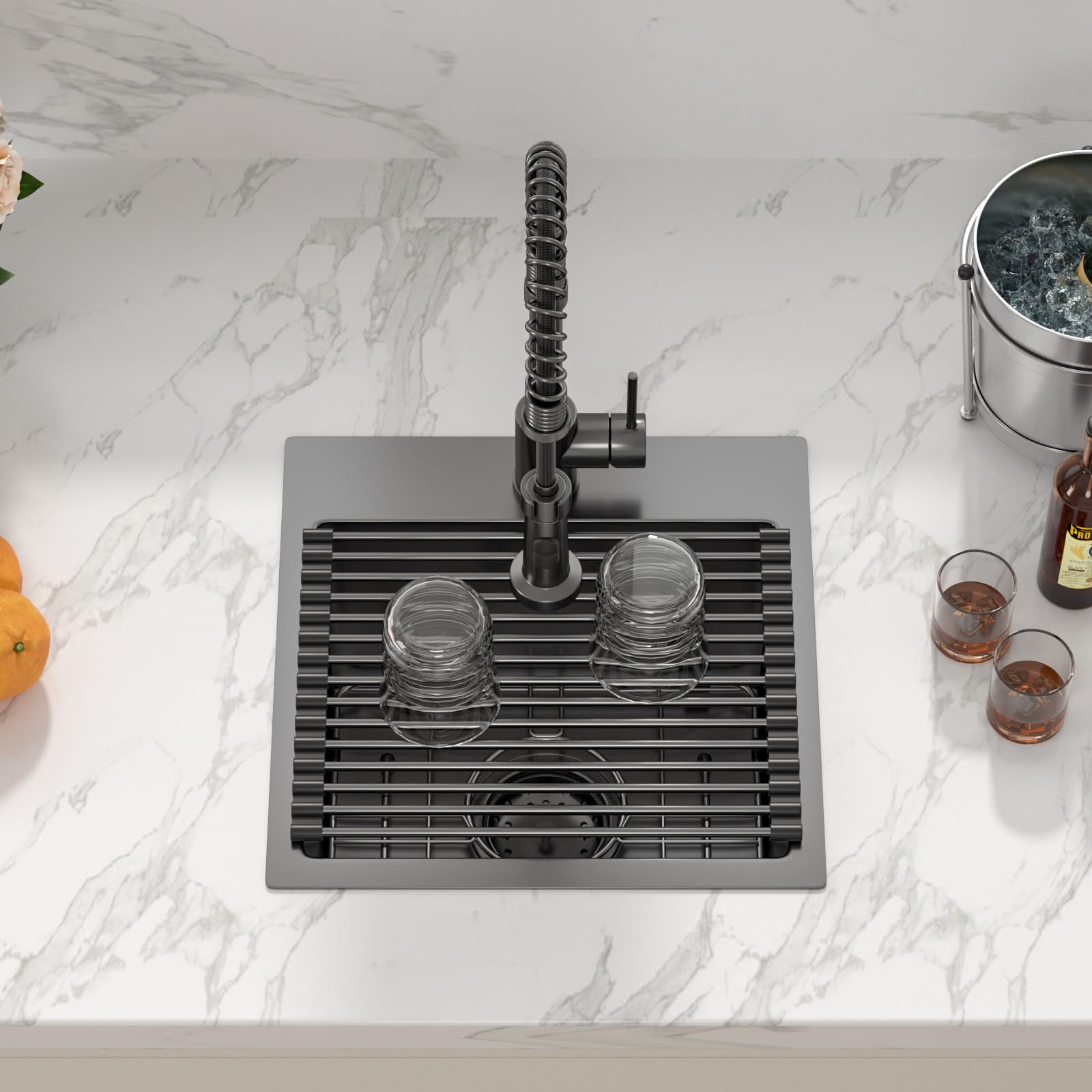 Sarlai 18 Drop Bar Sink Stainless Steel - 18 X 18 Inch Bar Prep Sink Square Topmount Stainless Steel 16 Gauge Deep Single Bowl O