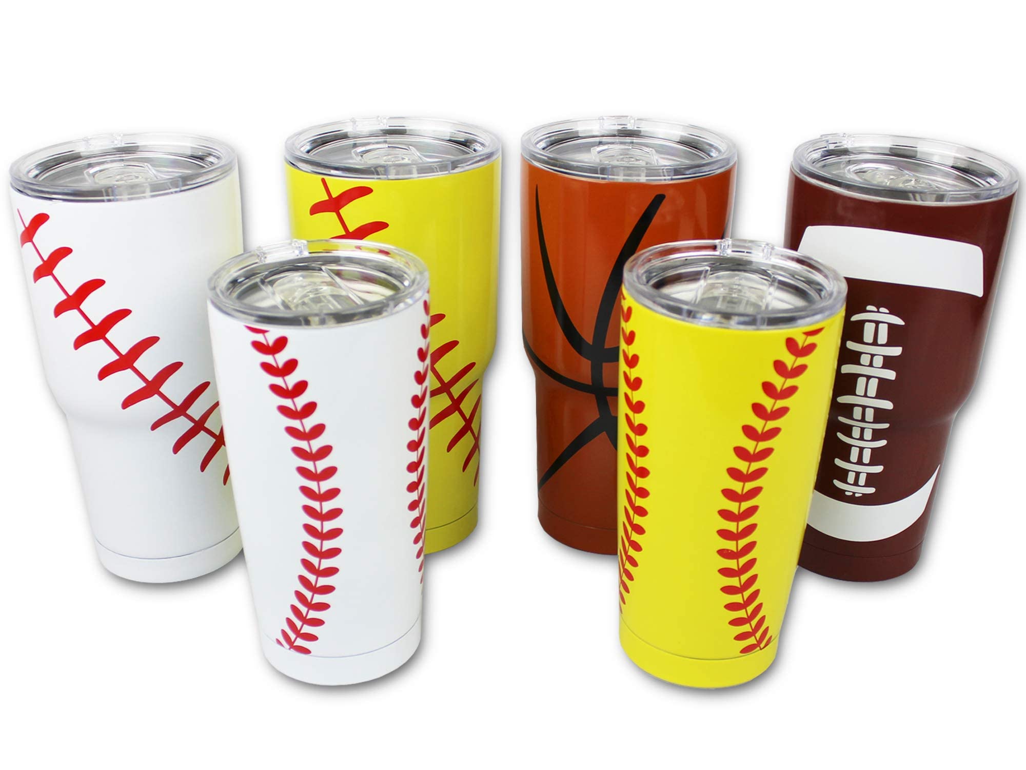 Knitpopshop Basketball Hockey Football Softball Baseball Tumbler Cup 30Oz Gift For Mom Men Sports Coach Travel Coffee Mug, Stain