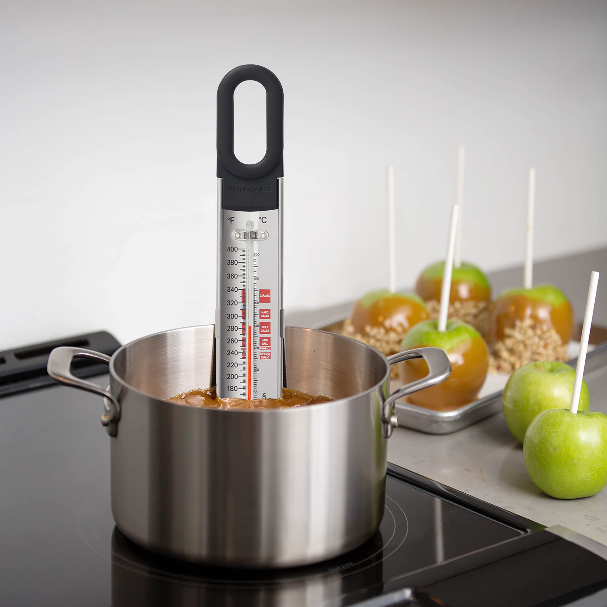 Kitchenaid Kq907 Curved Stainless Steel Paddle Style Candy And Deep Fry Thermometer With Pan Clip, Temperature Range: 100F To 40