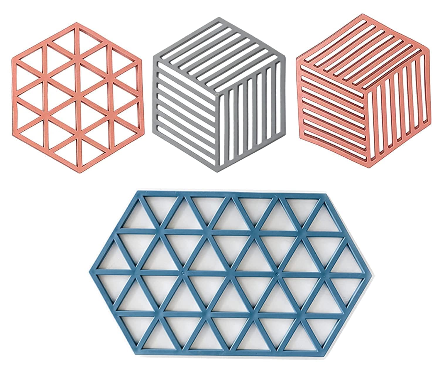 Pepplo Trivet Mats,4 Pack Silicone Table Mats Heat Resistant Hot Pans Non-Slip Pot Holders Placemat For Bowl Dishes Kitchen Cook