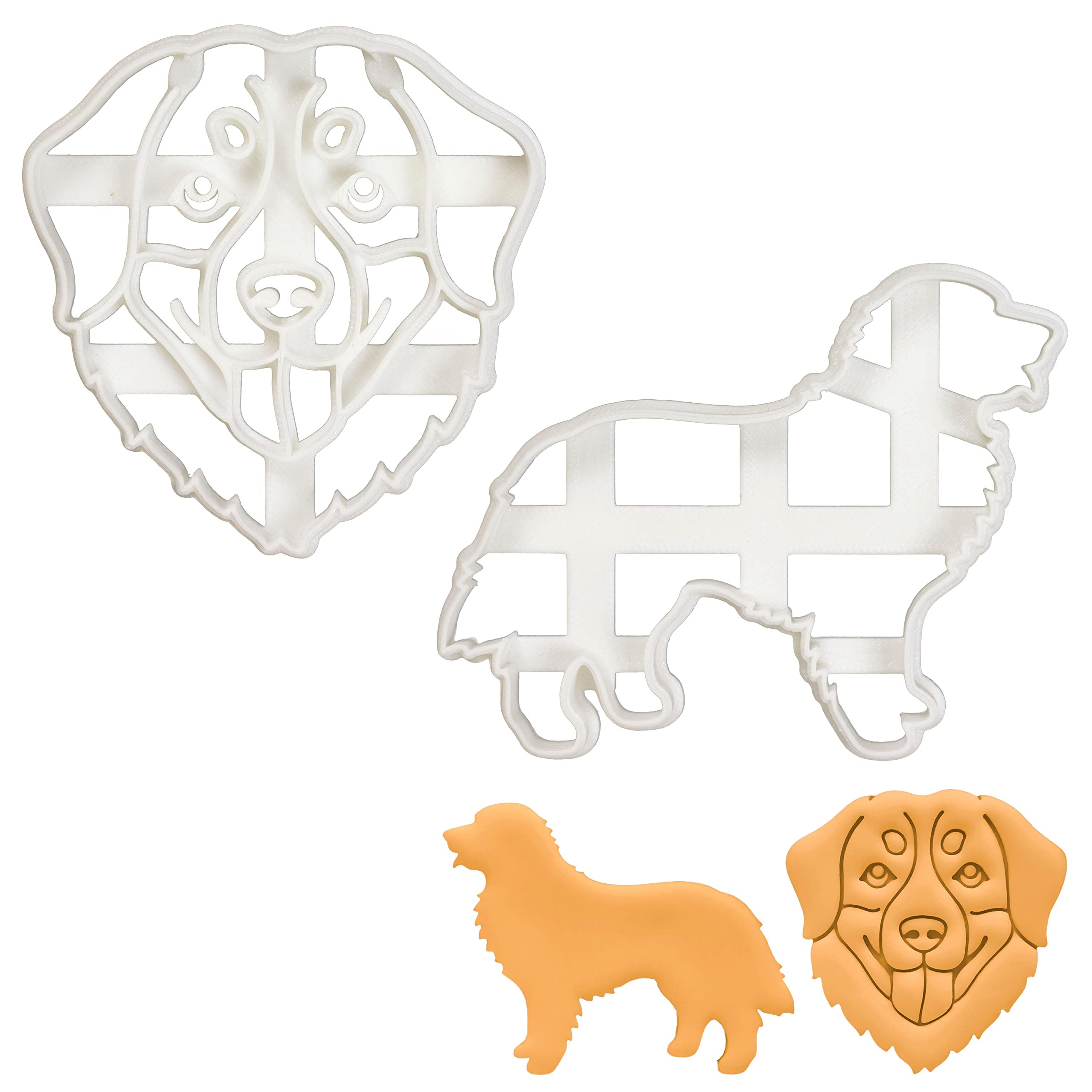 Set Of 2 Bernese Mountain Dog Cookie Cutters (Designs: Face And Silhouette), 2 Pieces - Bakerlogy