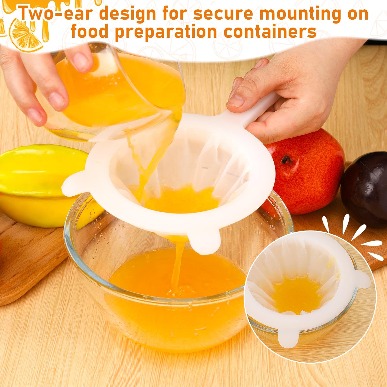 2 Pack Ultra Fine Mesh Juice Strainer Plastic Nylon Food Strainer Yogurt Mesh Strainer With Handle For Kitchen Juicing 120/200 M