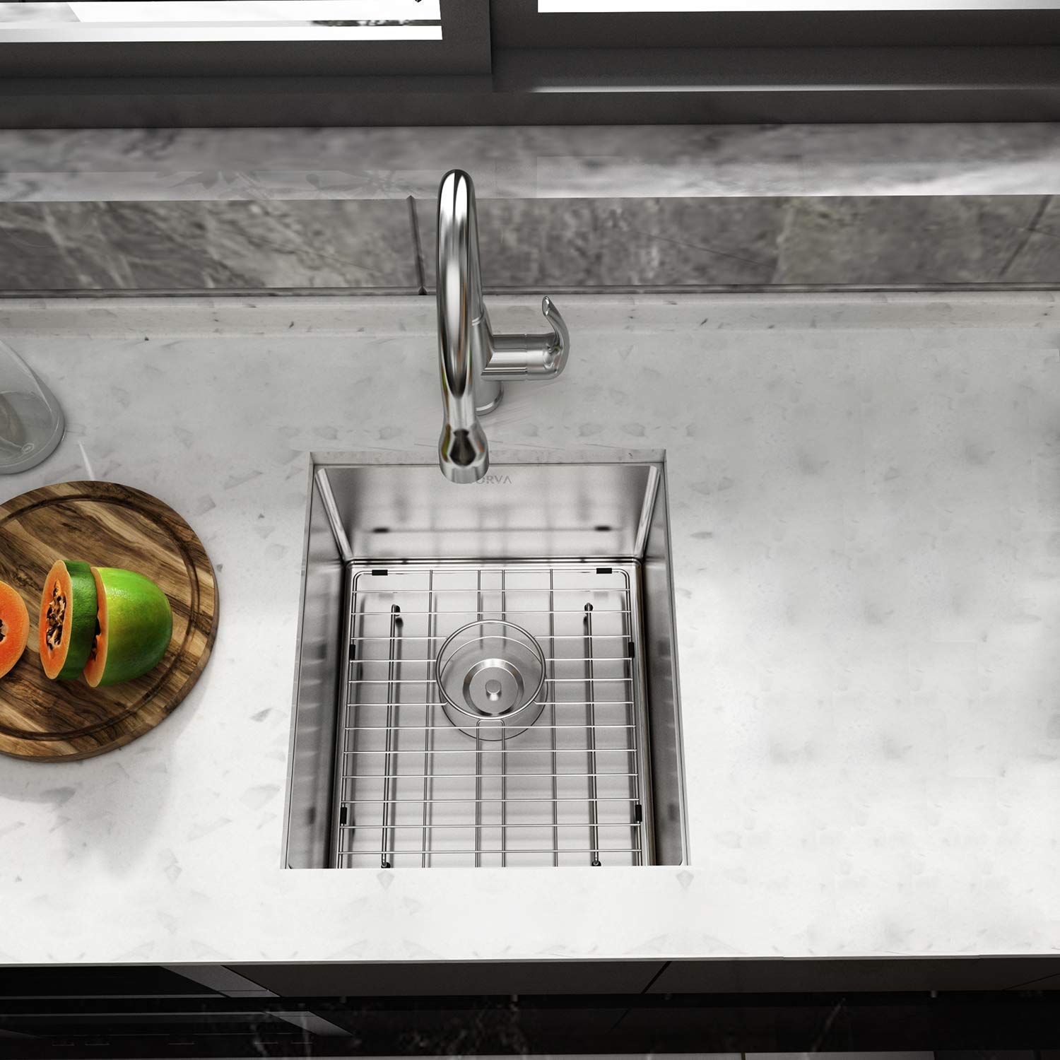Bar Sink  TORVA 13 x 15 Inch Undermount Kitchen Sink  16 Gauge Stainless Steel Bar or Prep Sinks Single Bowl