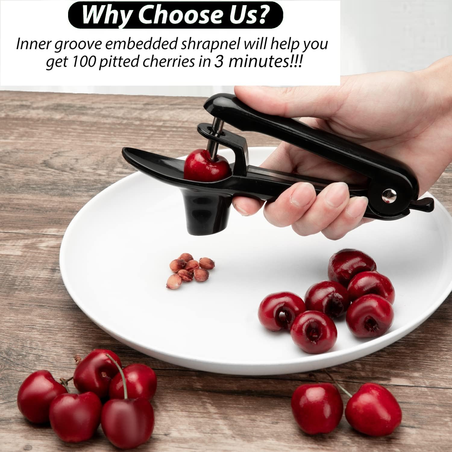 Cherry Pitter - Ordekcity Stainless Steel Cherries Corer Pitter Tool With Hand-Held Push Design, Save Time & Space For Making Ch