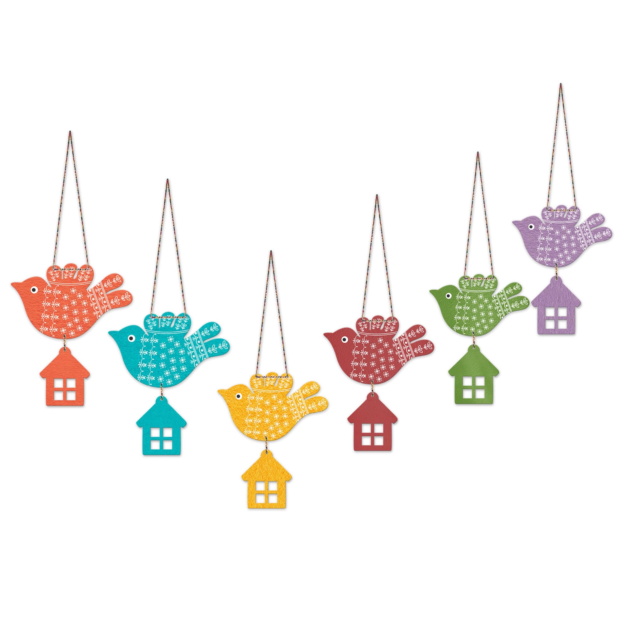 Artvibes Multicolored Flying Birds Wooden Art Decoration Item For Living Room | Printed Wall Decoration | Graphic Artwork | Aest