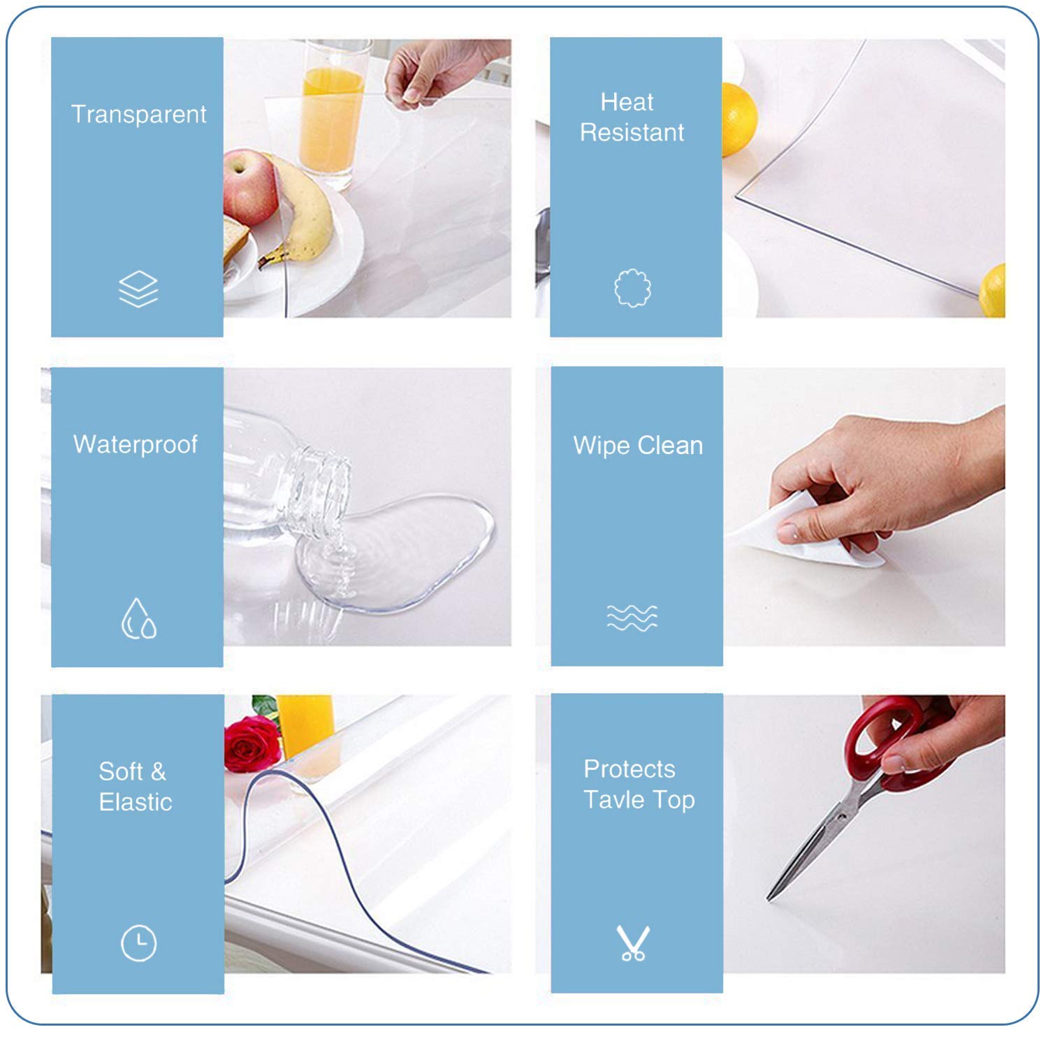 Etechmart 36 X 66 Inch Clear Table Cover Protector, 1.5Mm Thick Custom Pvc Table Cover Tablecloth, Plastic Desk Pad Mat, Waterpr