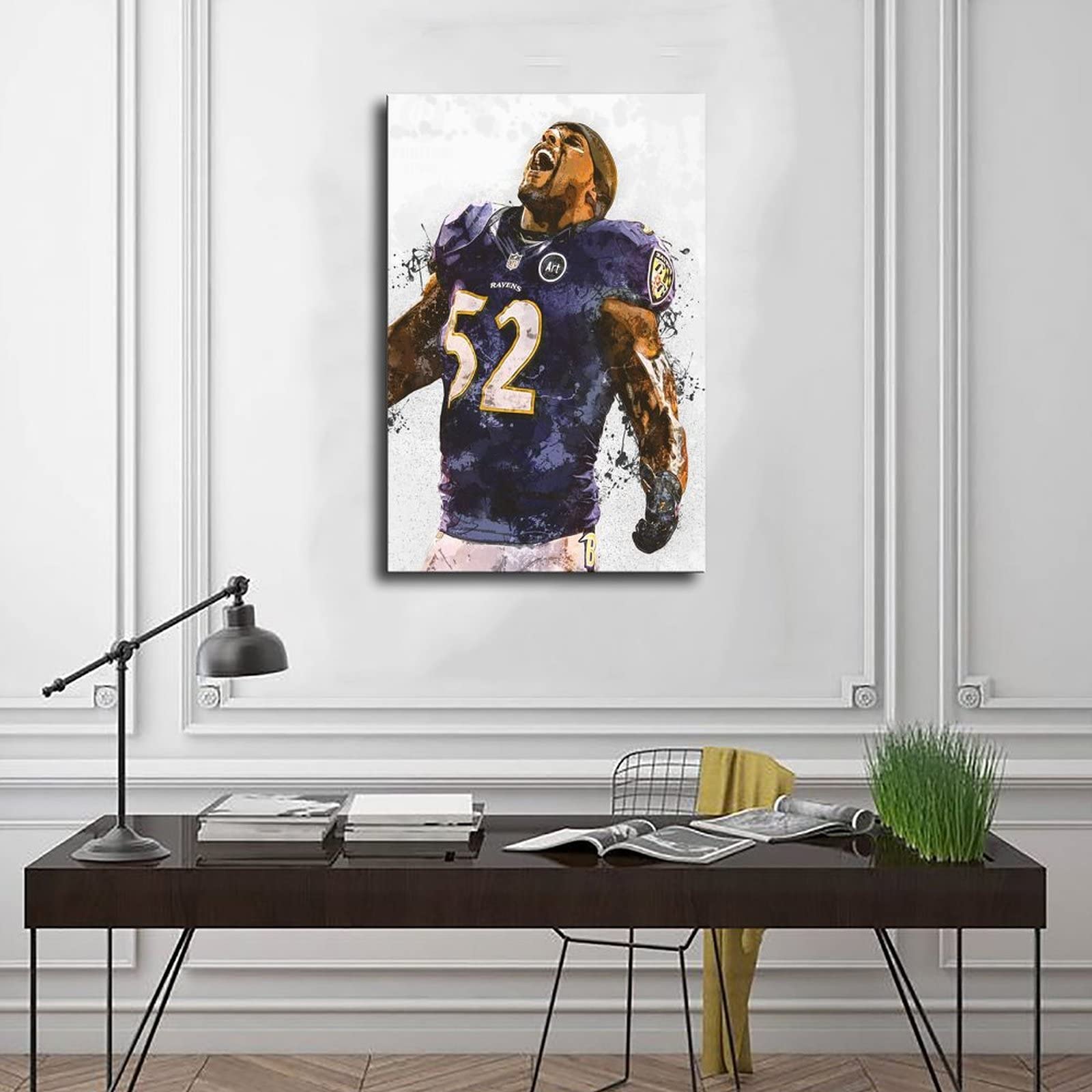 Ray Lewis Poster Canvas Poster Bedroom Decor Sports Landscape Office Room Decor Gift Unframe: 12X18Inch(30X45Cm)