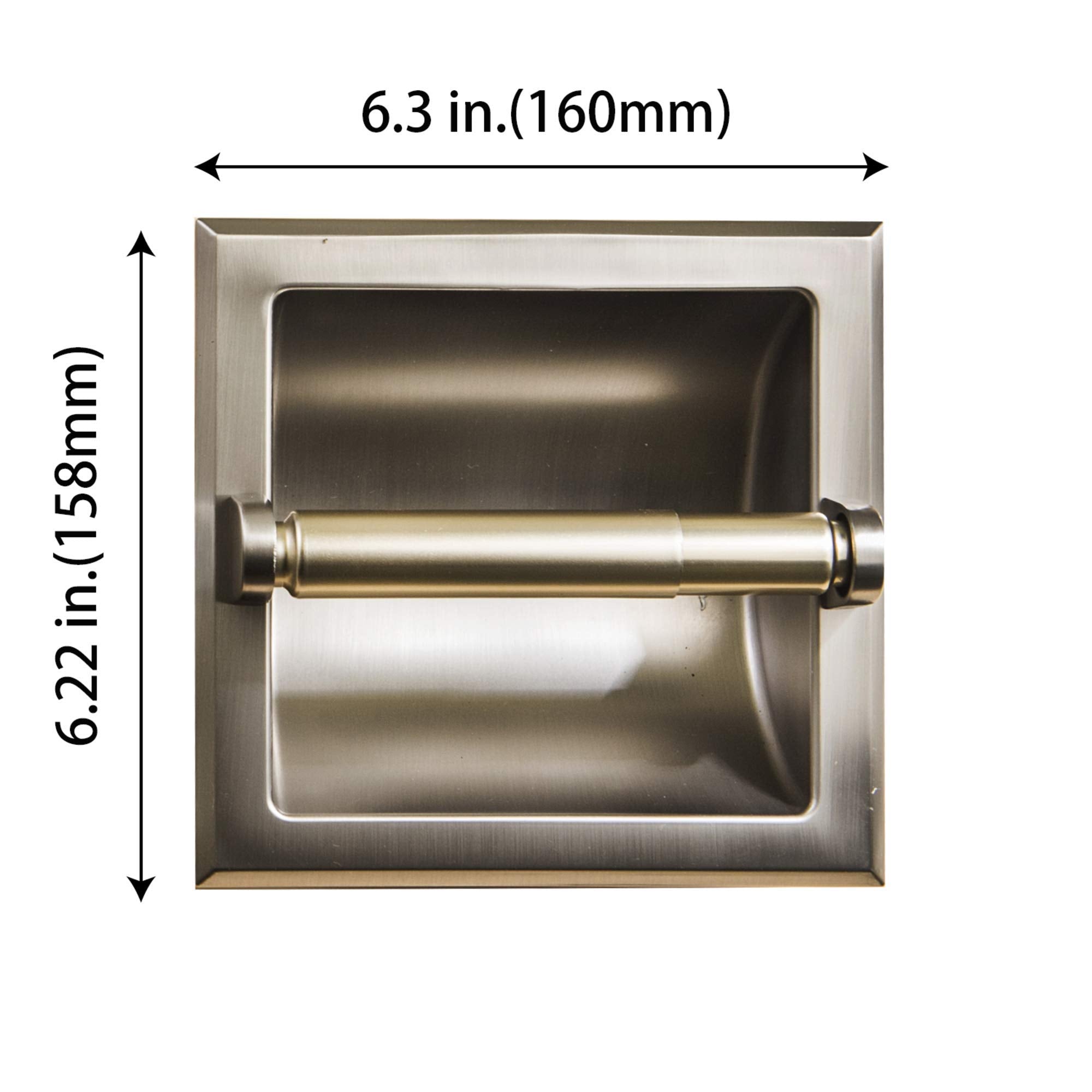 SENTO Recessed Brushed Nickel Toilet Paper Holder  Wall Mounted Heavy Duty Metal Toilet Paper Roll Holder with Rear Mounting Bracket  in Wall  Easy Installation  Satin Nickel
