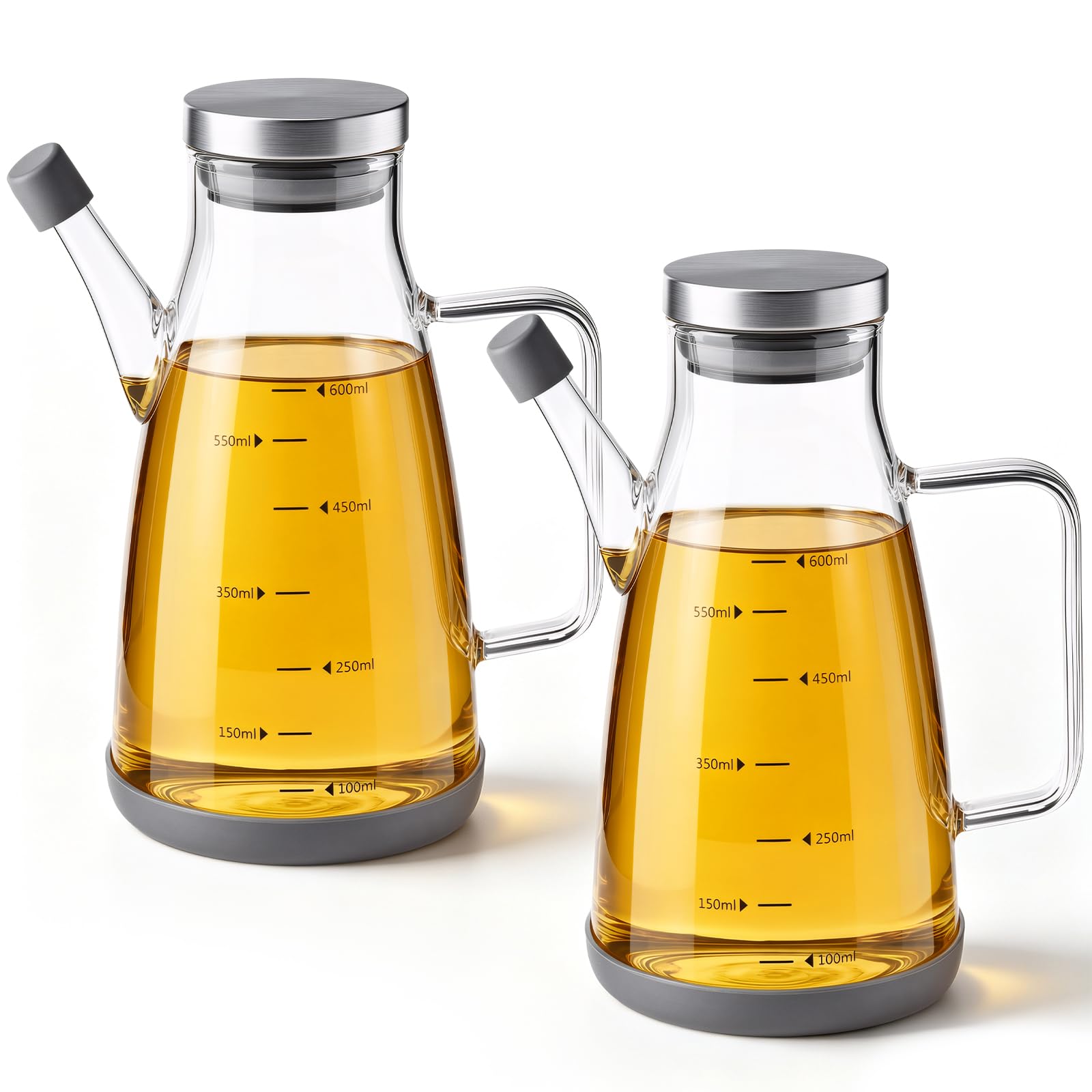 Zhehao 2 Pcs 18oz/550ml Glass Oil Bottle Cooking Oil Dispenser