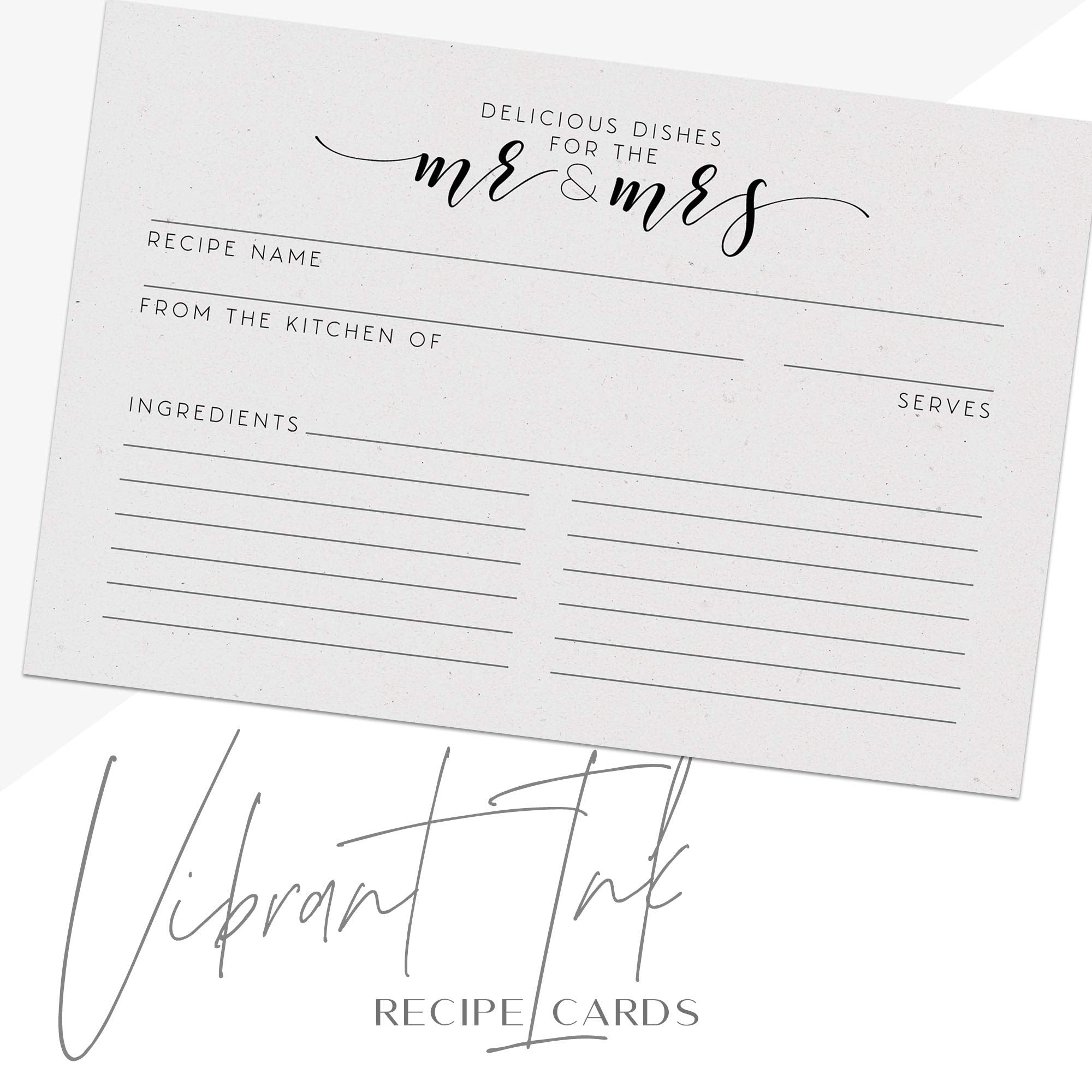 Dashleigh Newlywed & Bridal Shower Recipe Cards From, 48 Cards, 4X6 Inches, Water-Resistant And Double-Sided (Vintage Newlywed)