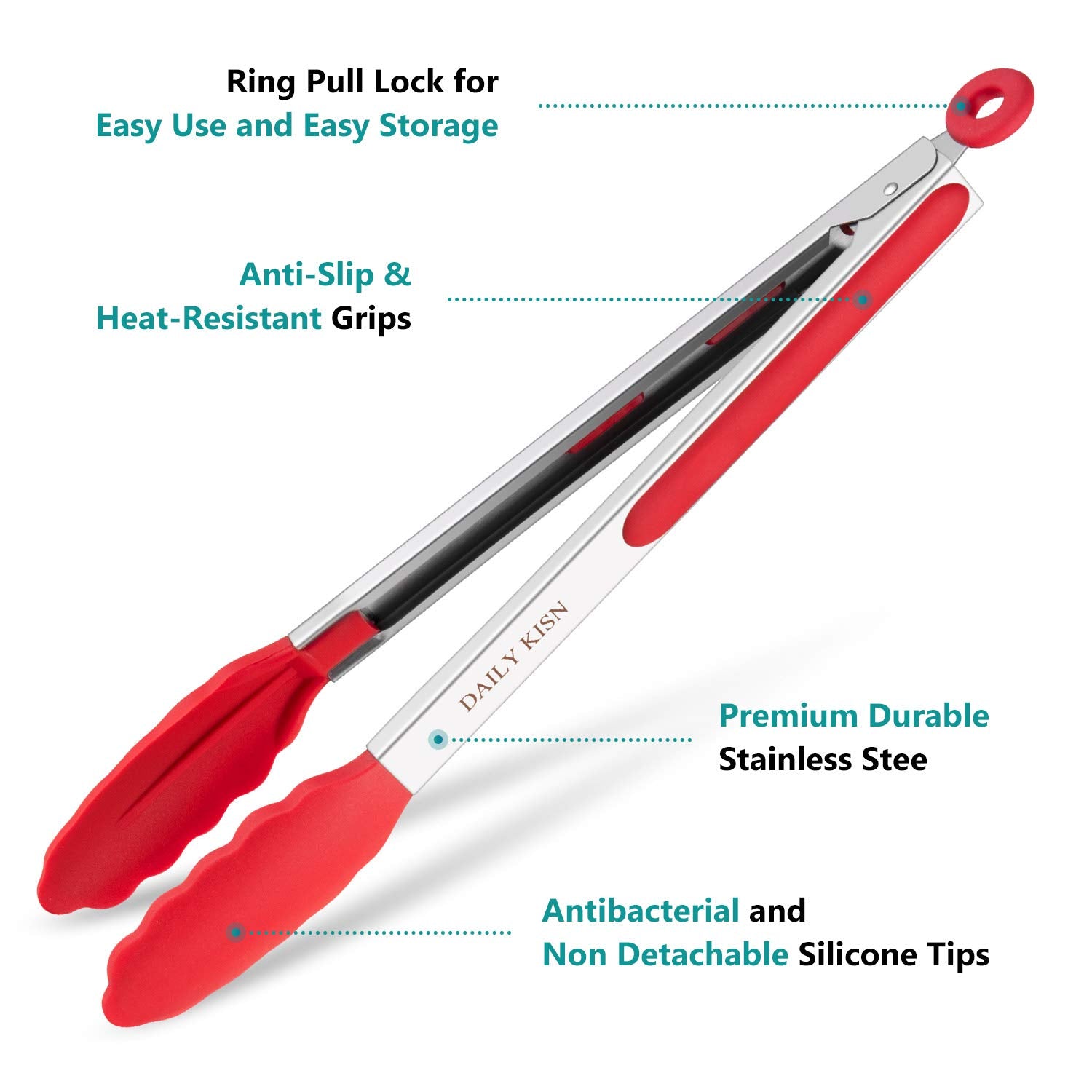 Kitchen Tongs Set Of 3, Cooking Tongs With Silicone Tips, Stainless Steel Buffet Tongs, Non-Stick Non-Scratch Heat Resistant Ton