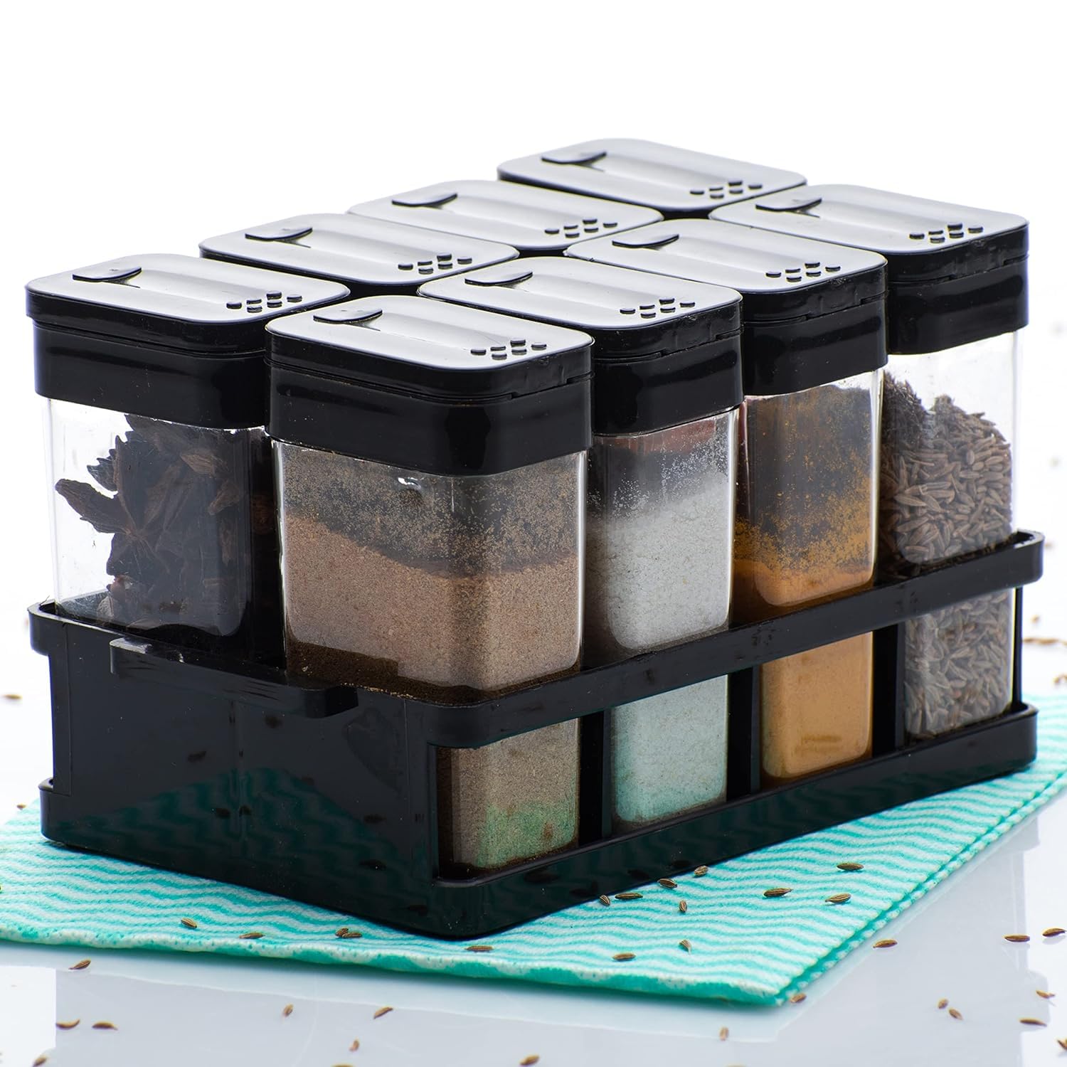 Mkv Mart 8Piece Airtight Spice Box Set With Tray  Modern Masala Dabba For Easy Spice Storage & Dispensing In The Kitchen