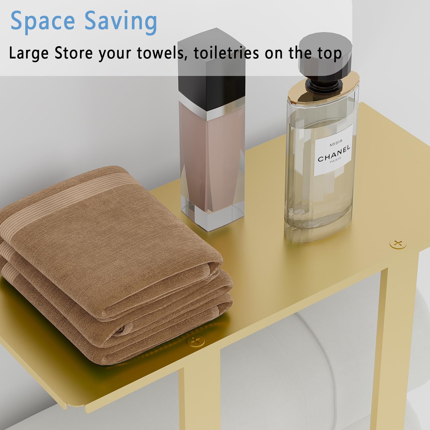 Gold Towel Racks For Bathroom, Bethom Towel Storage Racks With Shelf Wall Mounted, Hand Towel Holder With 3 Hooks For Hand Towel